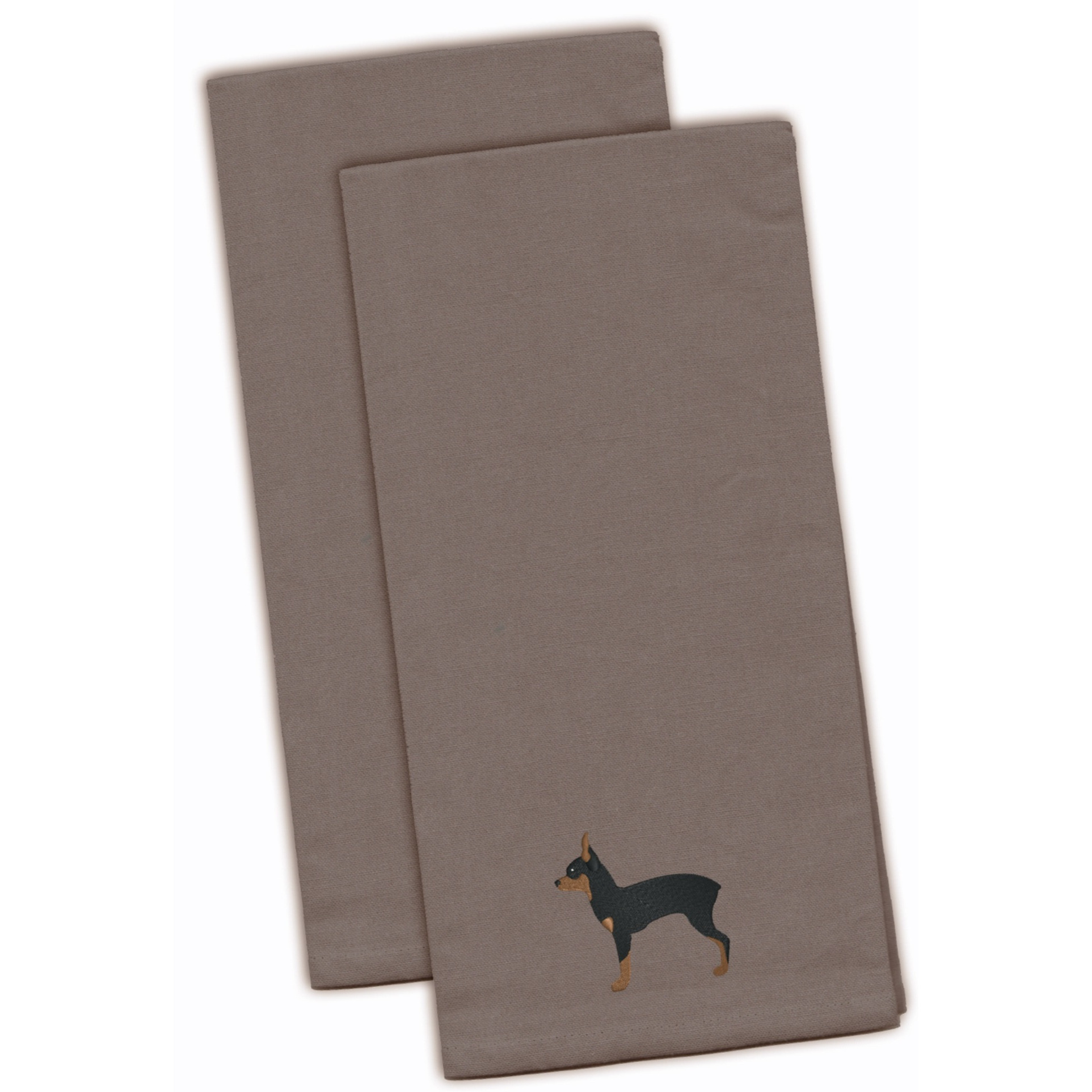 &quotCaroline's Treasures BB3387GYTWE Toy Fox Terrier Gray Embroidered Kitchen Towel (Set of 2), 28"" x 19"", Multicolor"