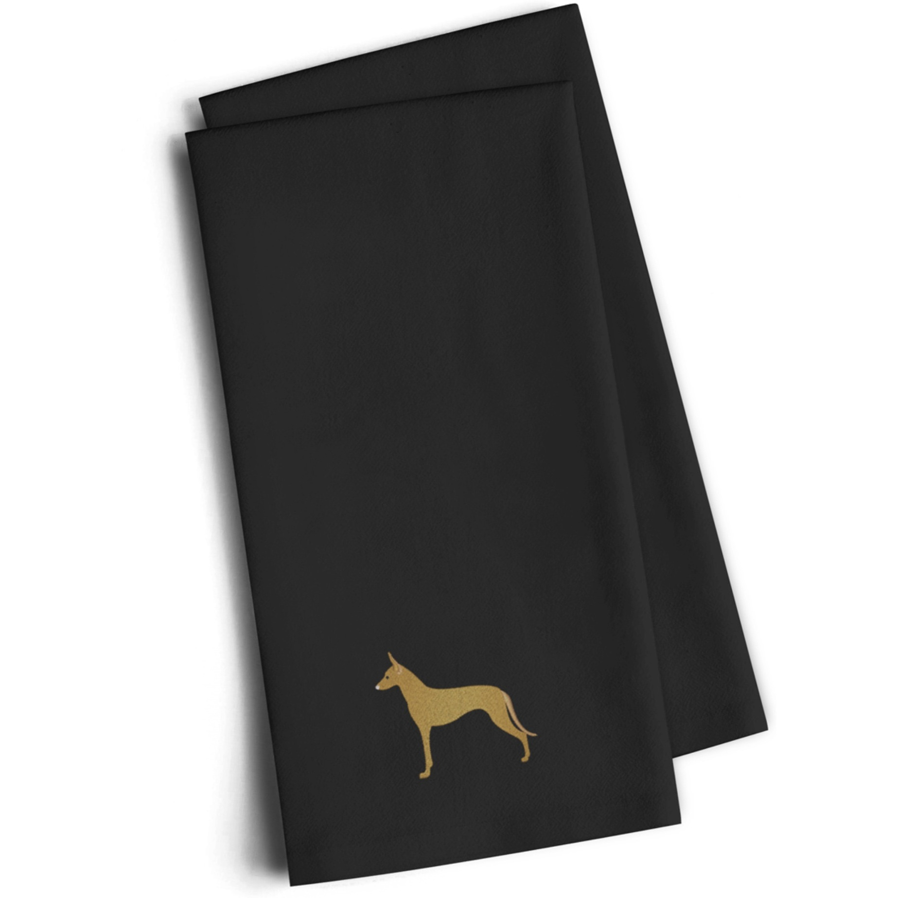 &quotCaroline's Treasures BB3388BKTWE Pharaoh Hound Black Embroidered Kitchen Towel (Set of 2), 28"" H x 19"" W, Multicolor"