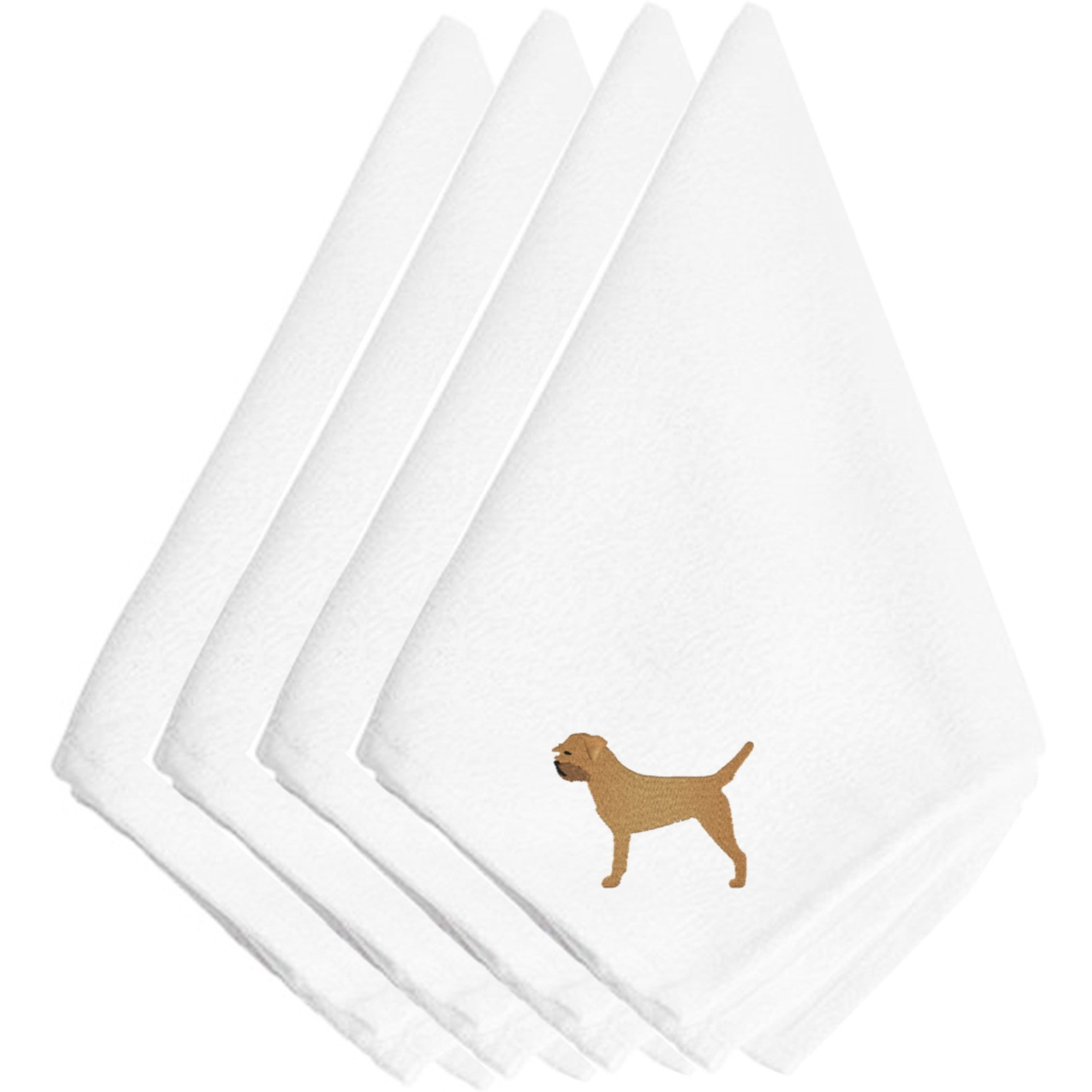 &quotCaroline's Treasures BB3389NPKE Border Terrier Embroidered Napkins (Set of 4), 20"", Multicolor"