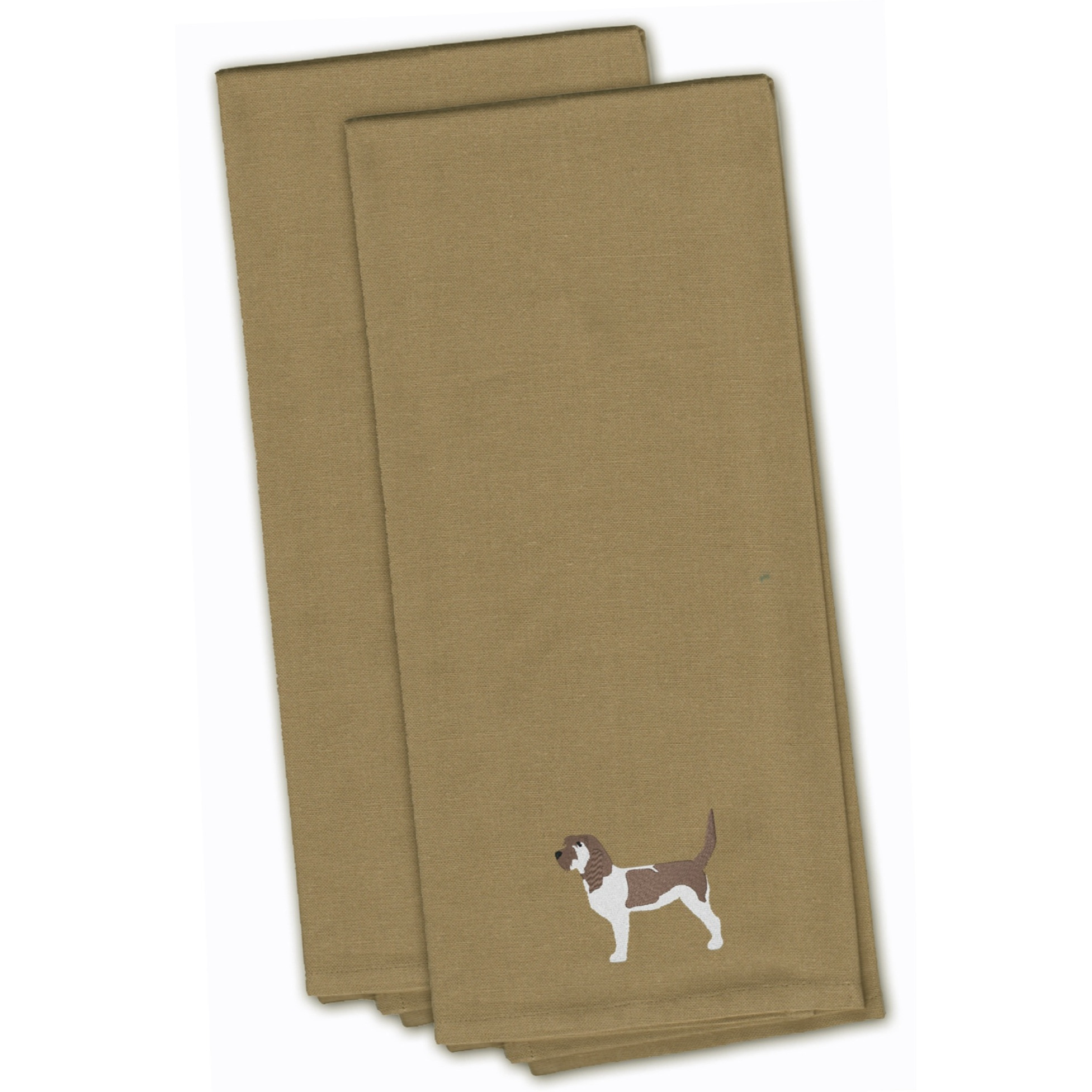 &quotCaroline's Treasures BB3390TNTWE Grand Basset Griffon Vendeen Tan Embroidered Kitchen Towel (Set of 2), 28"" x 19"", Multicolor"