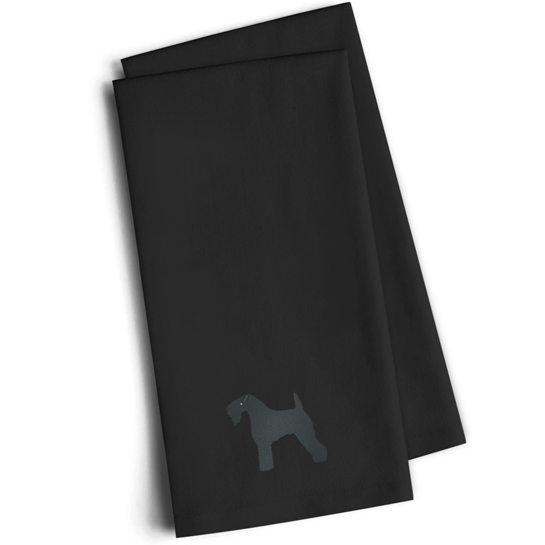 &quotCaroline's Treasures BB3392BKTWE Kerry Blue Terrier Black Embroidered Kitchen Towel (Set of 2), 28"" H x 19"" W, Multicolor"