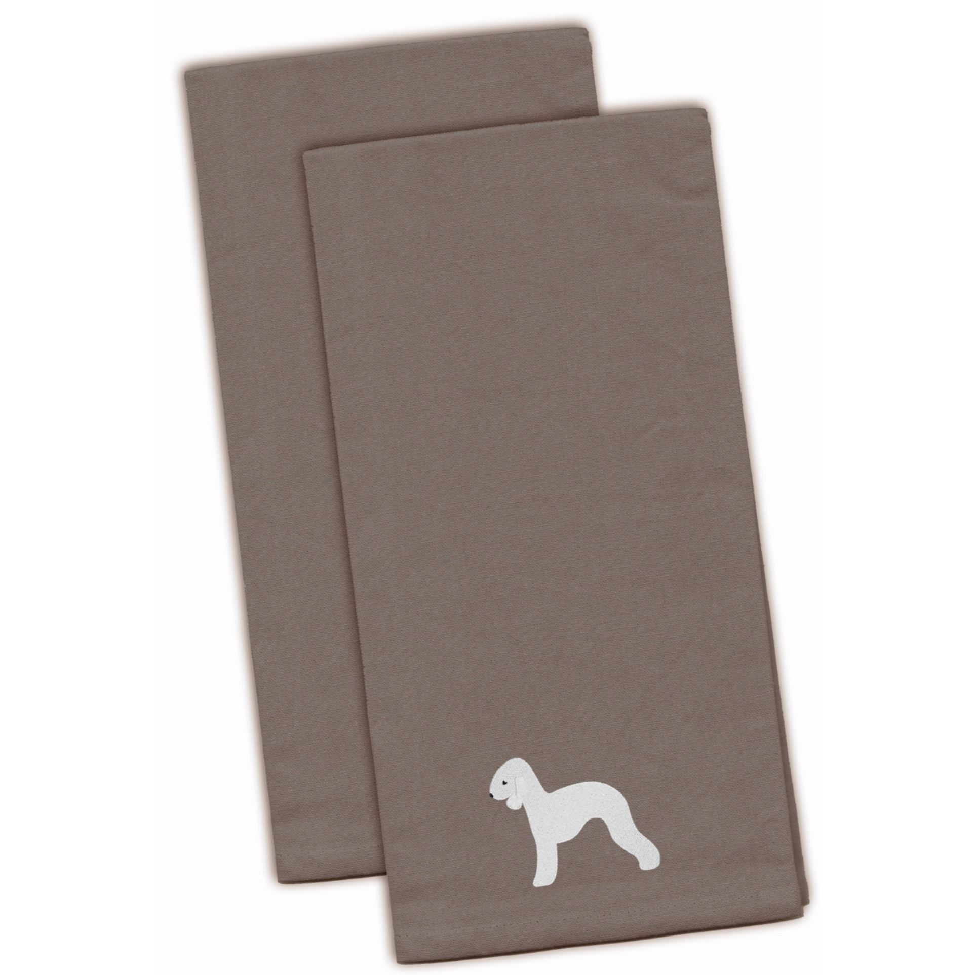 &quotCaroline's Treasures BB3394GYTWE Bedlington Terrier Gray Embroidered Kitchen Towel (Set of 2), 28"" x 19"", Multicolor"