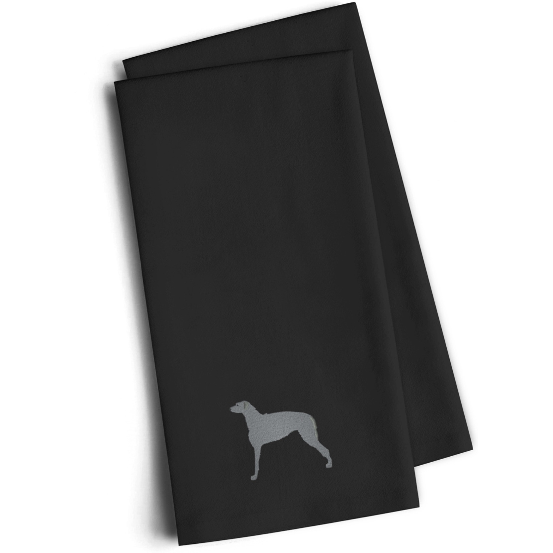 &quotCaroline's Treasures BB3396BKTWE Scottish Deerhound Black Embroidered Kitchen Towel (Set of 2), 28"" H x 19"" W, Multicolor"