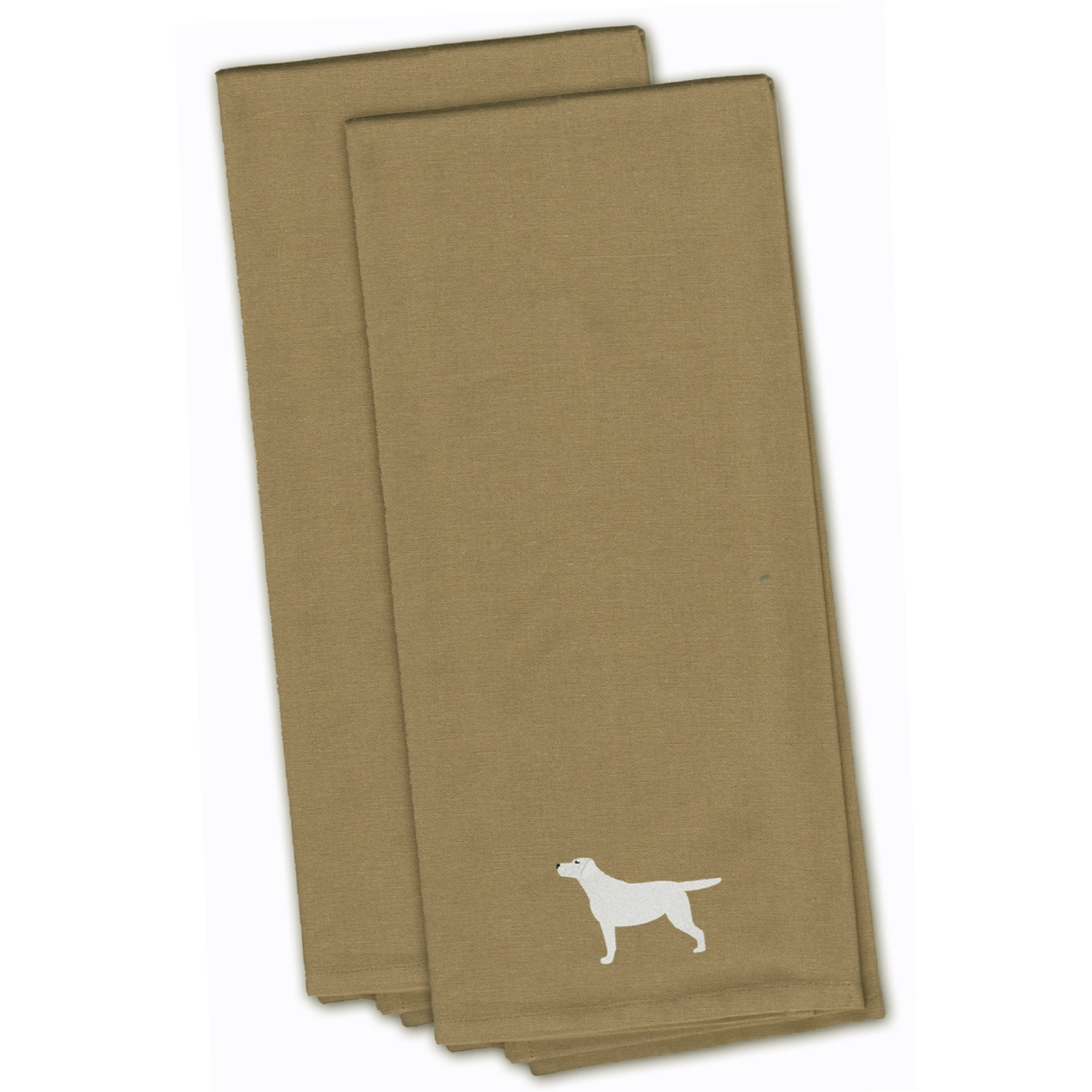 &quotCaroline's Treasures BB3397TNTWE Yellow Labrador Retriever Tan Embroidered Kitchen Towel (Set of 2), 28"" x 19"", Multicolor"