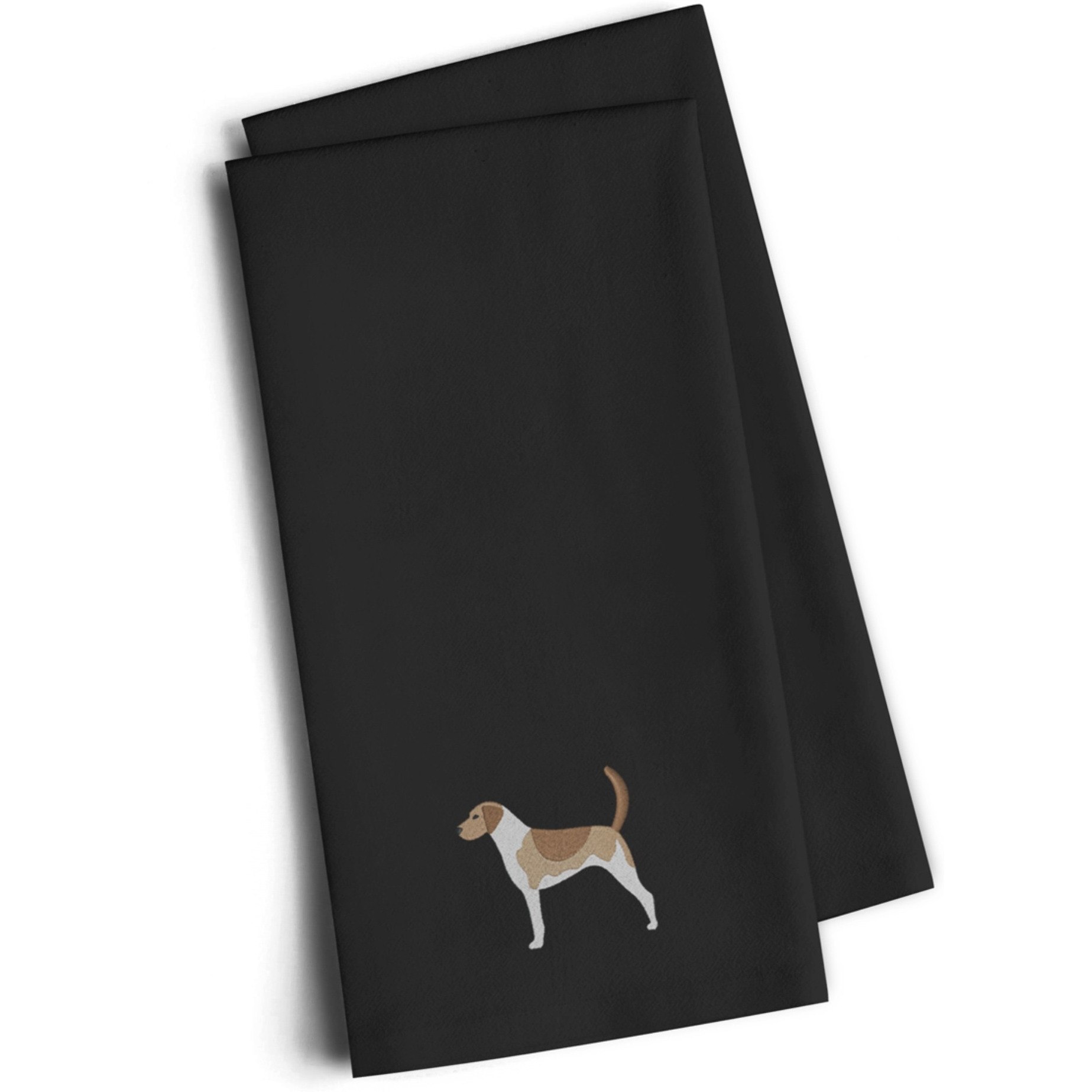 &quotCaroline's Treasures BB3398BKTWE American Foxhound Black Embroidered Kitchen Towel (Set of 2), 28"" H x 19"" W, Multicolor"