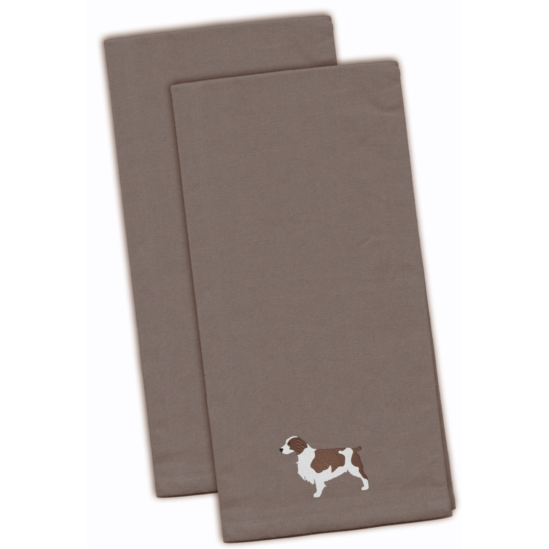 &quotCaroline's Treasures BB3400GYTWE Welsh Springer Spaniel Gray Embroidered Kitchen Towel (Set of 2), 28"" x 19"", Multicolor"