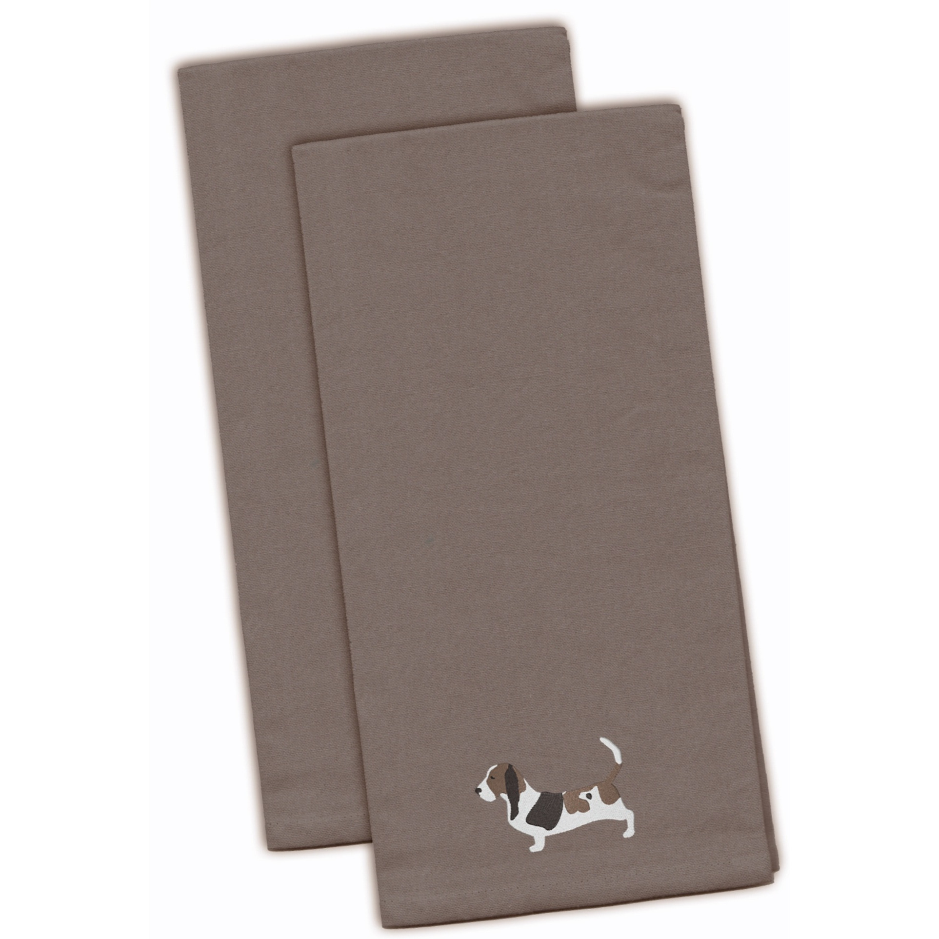 &quotCaroline's Treasures BB3402GYTWE Basset Hound Gray Embroidered Kitchen Towel (Set of 2), 28"" x 19"", Multicolor"