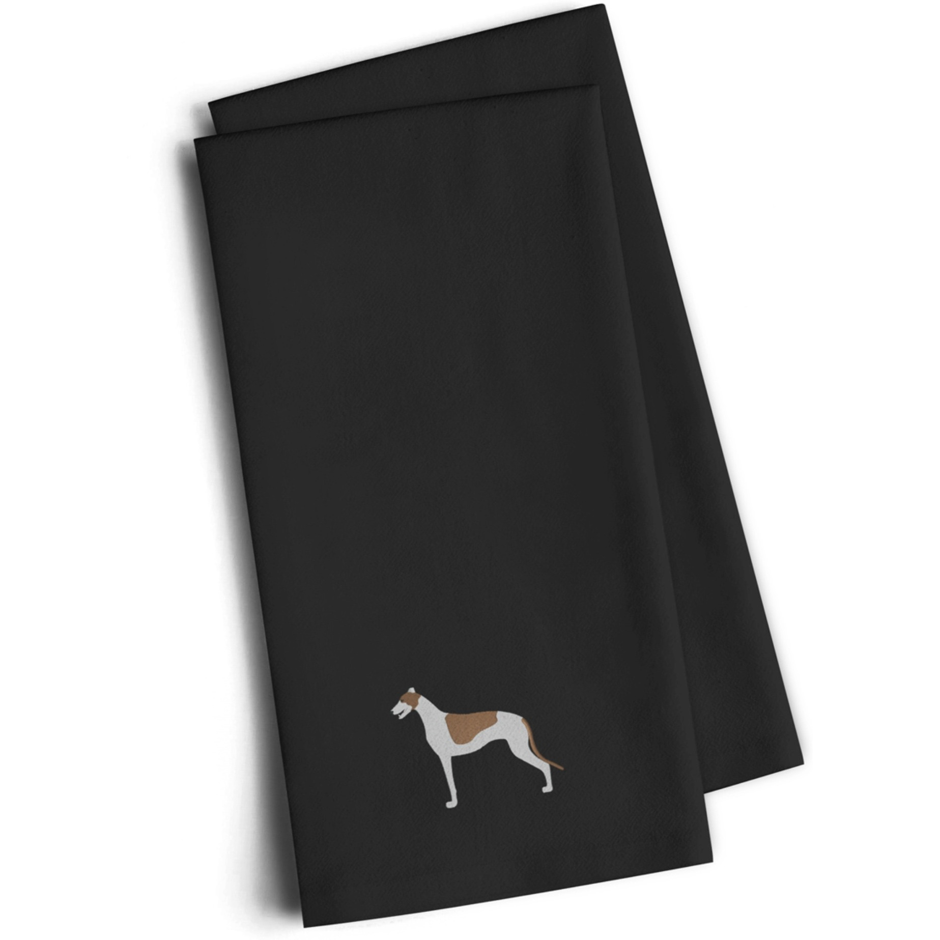 &quotCaroline's Treasures BB3405BKTWE Greyhound Black Embroidered Kitchen Towel (Set of 2), 28"" H x 19"" W, Multicolor"