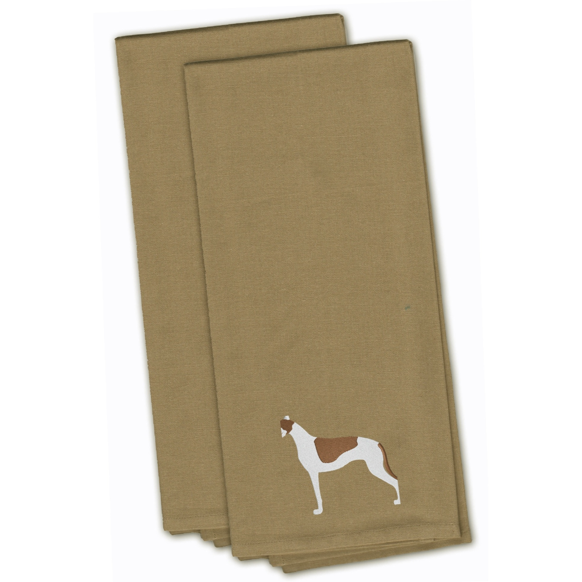 &quotCaroline's Treasures BB3405TNTWE Greyhound Tan Embroidered Kitchen Towel (Set of 2), 28"" x 19"", Multicolor"