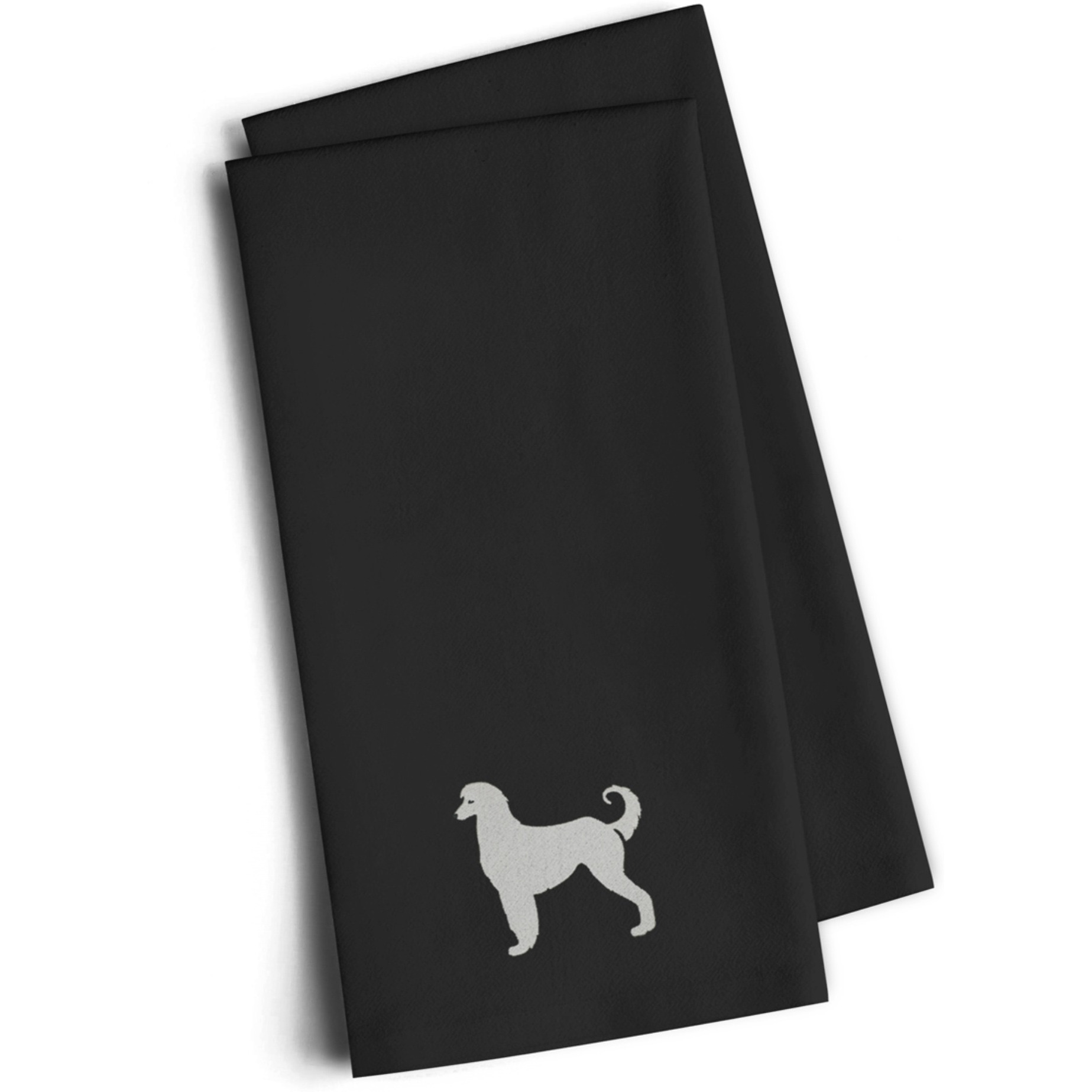 &quotCaroline's Treasures BB3406BKTWE Afghan Hound Black Embroidered Kitchen Towel (Set of 2), 28"" H x 19"" W, Multicolor"