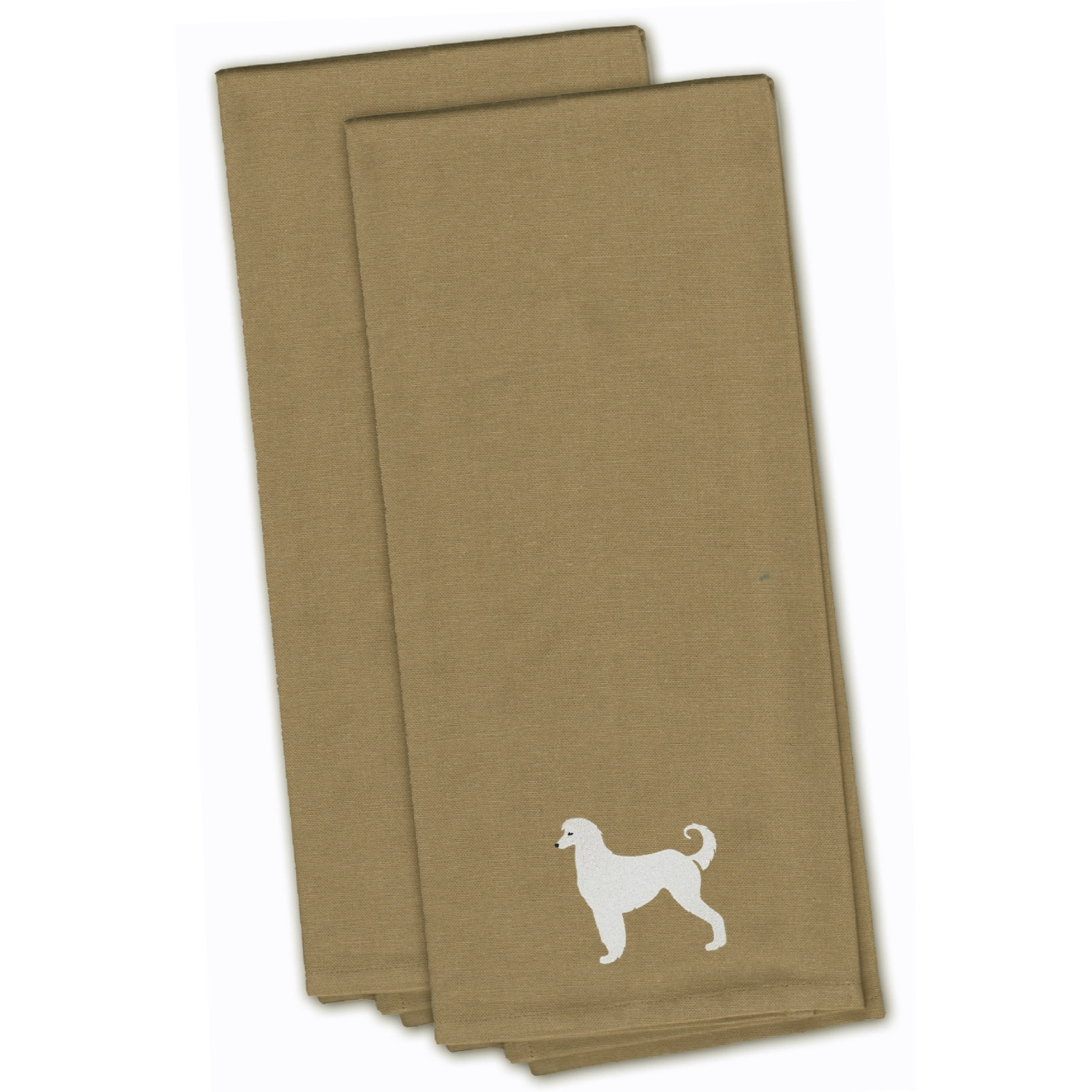 &quotCaroline's Treasures BB3406TNTWE Afghan Hound Tan Embroidered Kitchen Towel (Set of 2), 28"" x 19"", Multicolor"