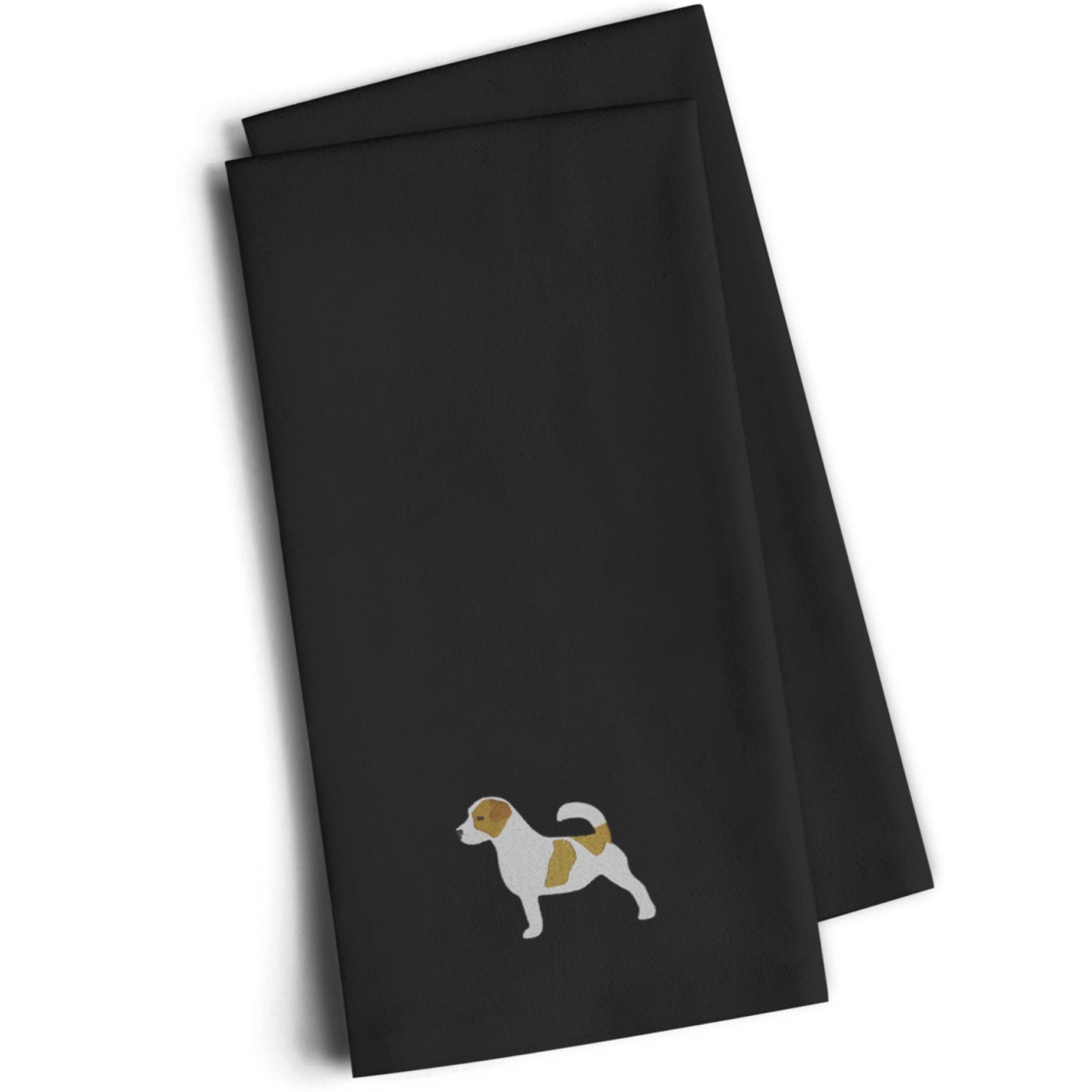 &quotCaroline's Treasures BB3407BKTWE Jack Russell Terrier Black Embroidered Kitchen Towel (Set of 2), 28"" H x 19"" W, Multicolor"
