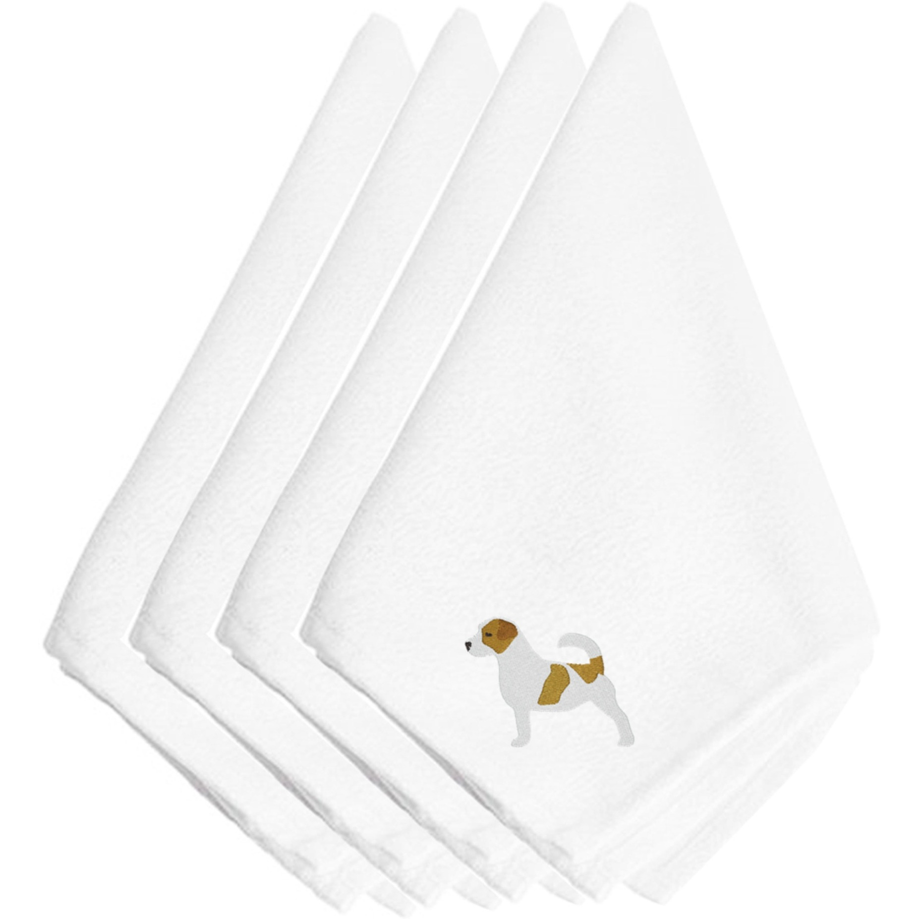 &quotCaroline's Treasures BB3407NPKE Jack Russell Terrier Embroidered Napkins (Set of 4), 20"", Multicolor"