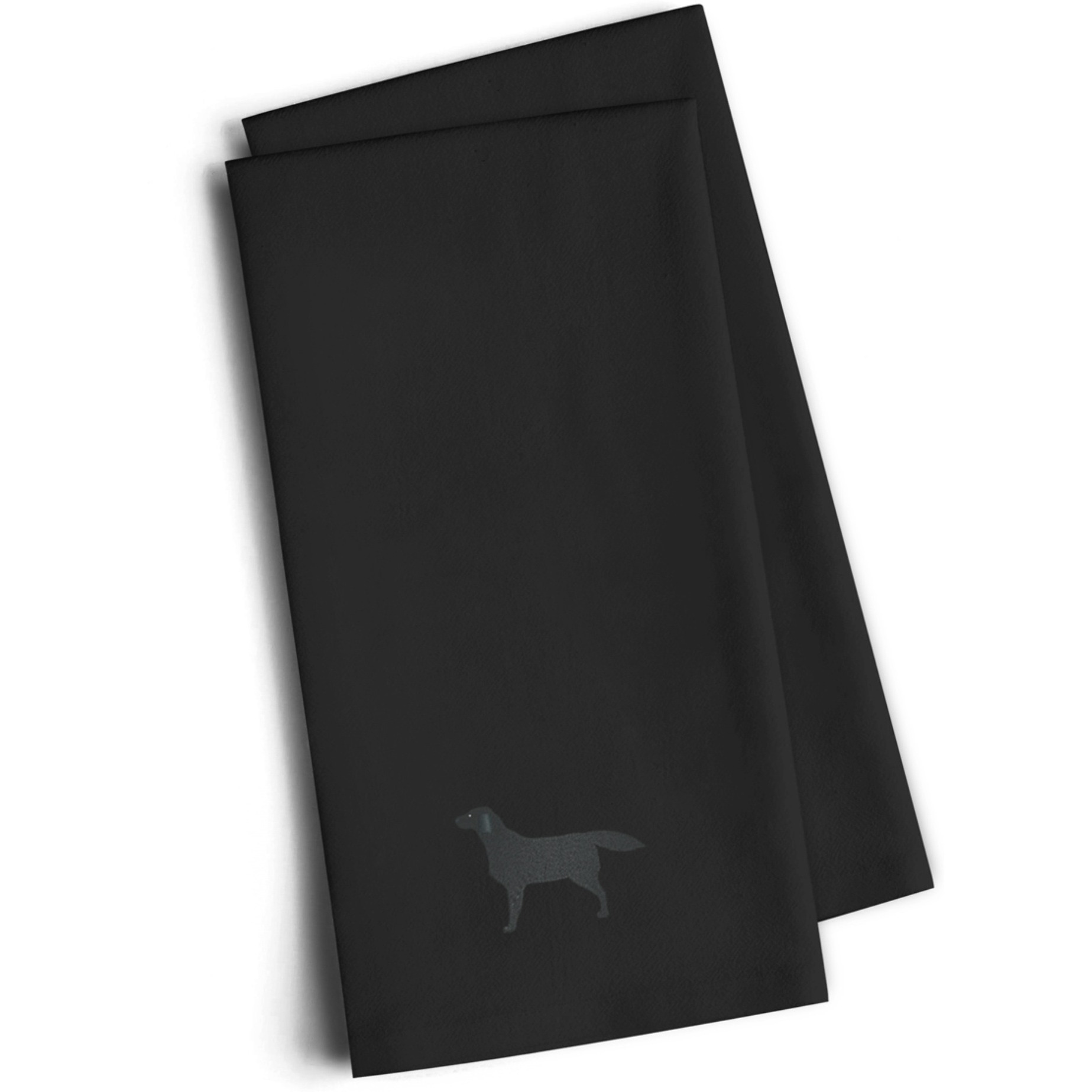 &quotCaroline's Treasures BB3408BKTWE Black Labrador Retriever Black Embroidered Kitchen Towel (Set of 2), 28"" H x 19"" W, Multicolor"