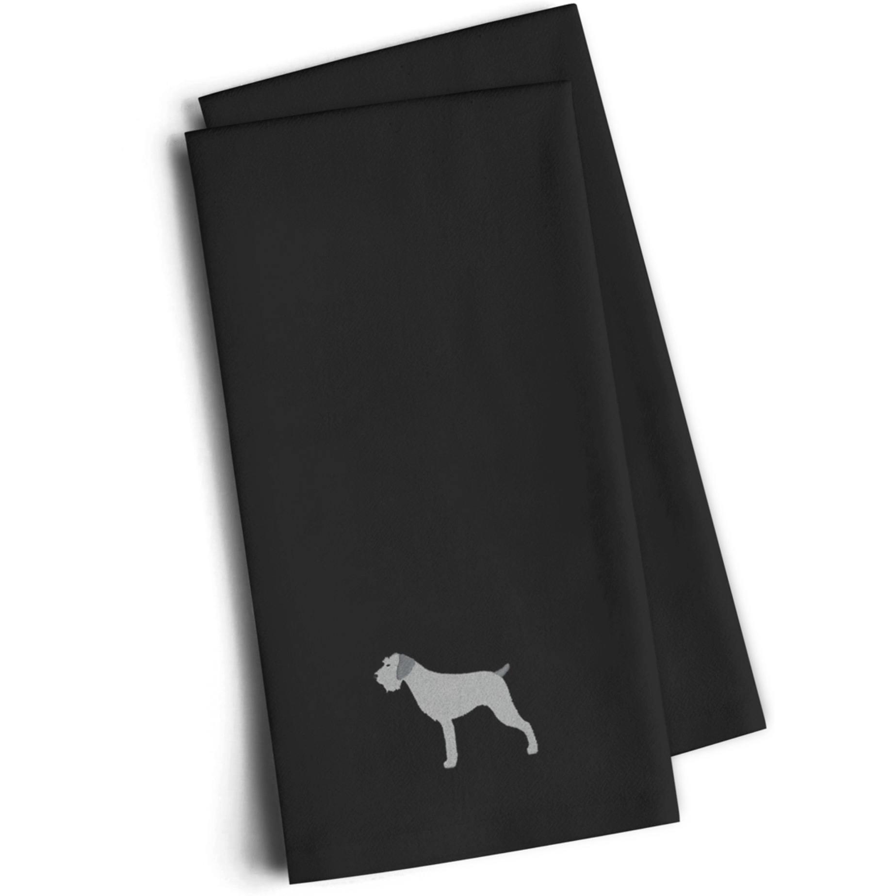 &quotCaroline's Treasures BB3411BKTWE German Wirehaired Pointer Black Embroidered Kitchen Towel (Set of 2), 28"" H x 19"" W, Multicolor"