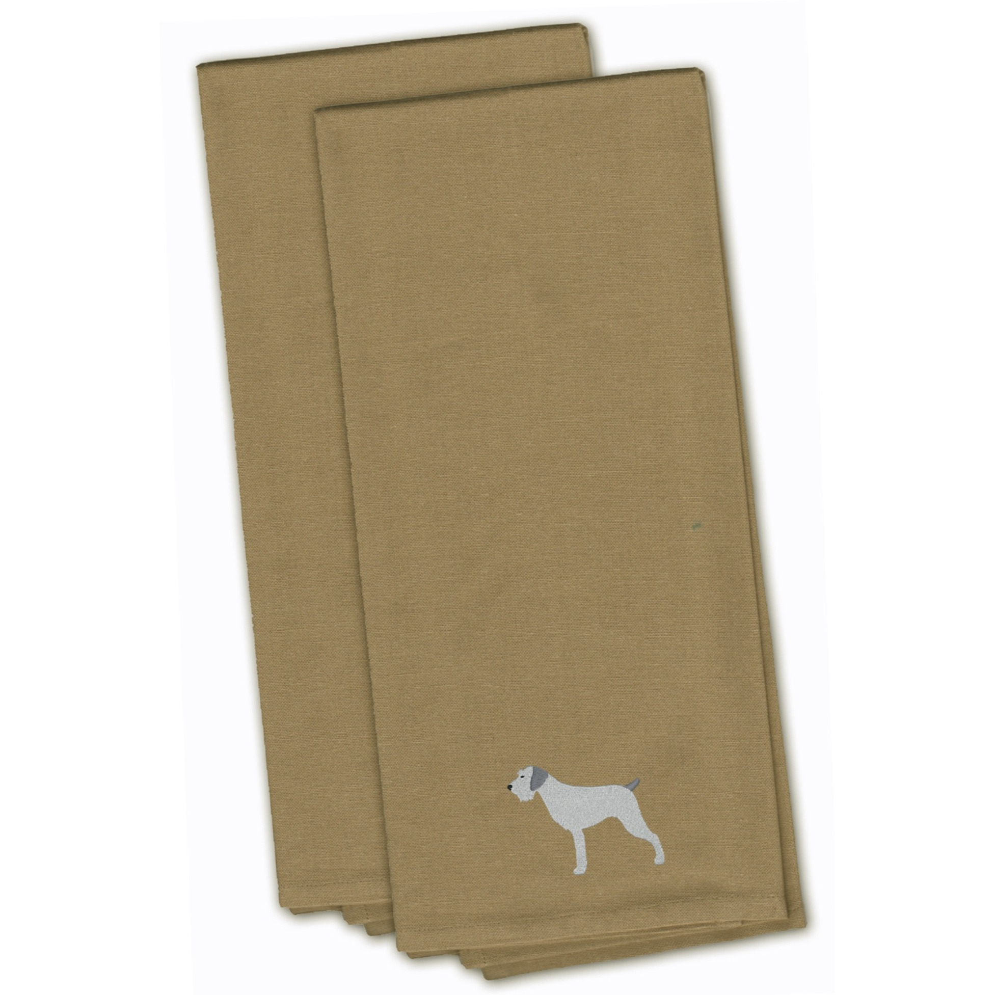 &quotCaroline's Treasures BB3411TNTWE German Wirehaired Pointer Tan Embroidered Kitchen Towel (Set of 2), 28"" x 19"", Multicolor"