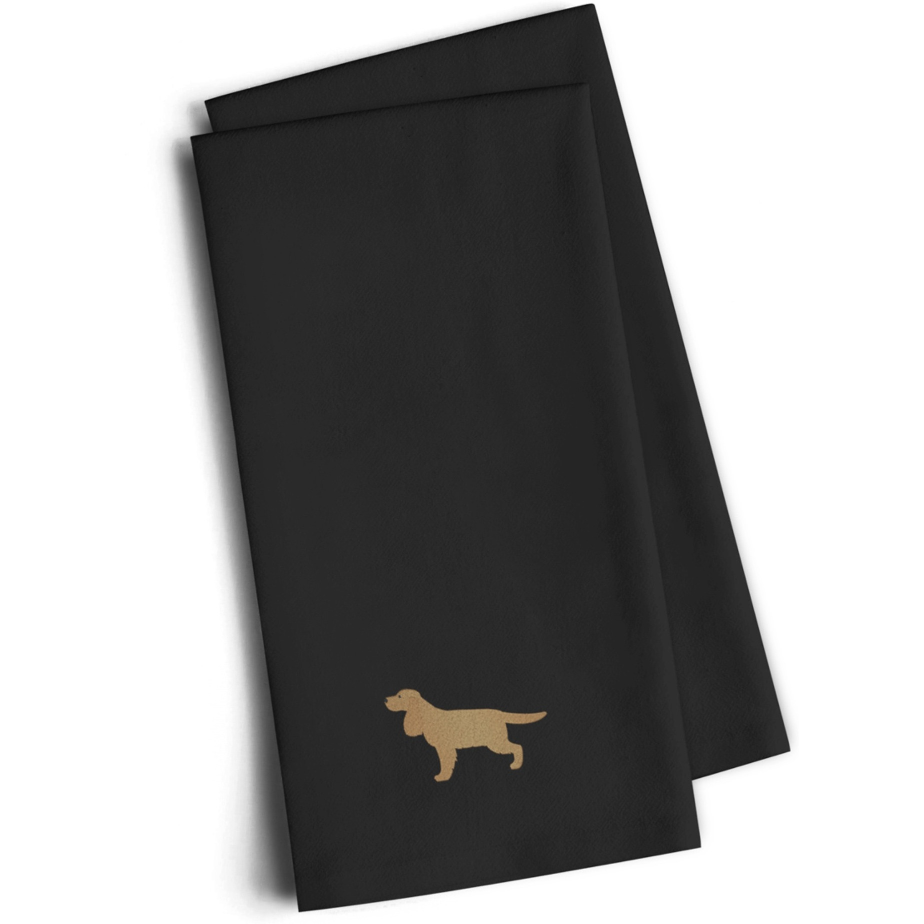 &quotCaroline's Treasures BB3412BKTWE English Cocker Spaniel Black Embroidered Kitchen Towel (Set of 2), 28"" H x 19"" W, Multicolor"
