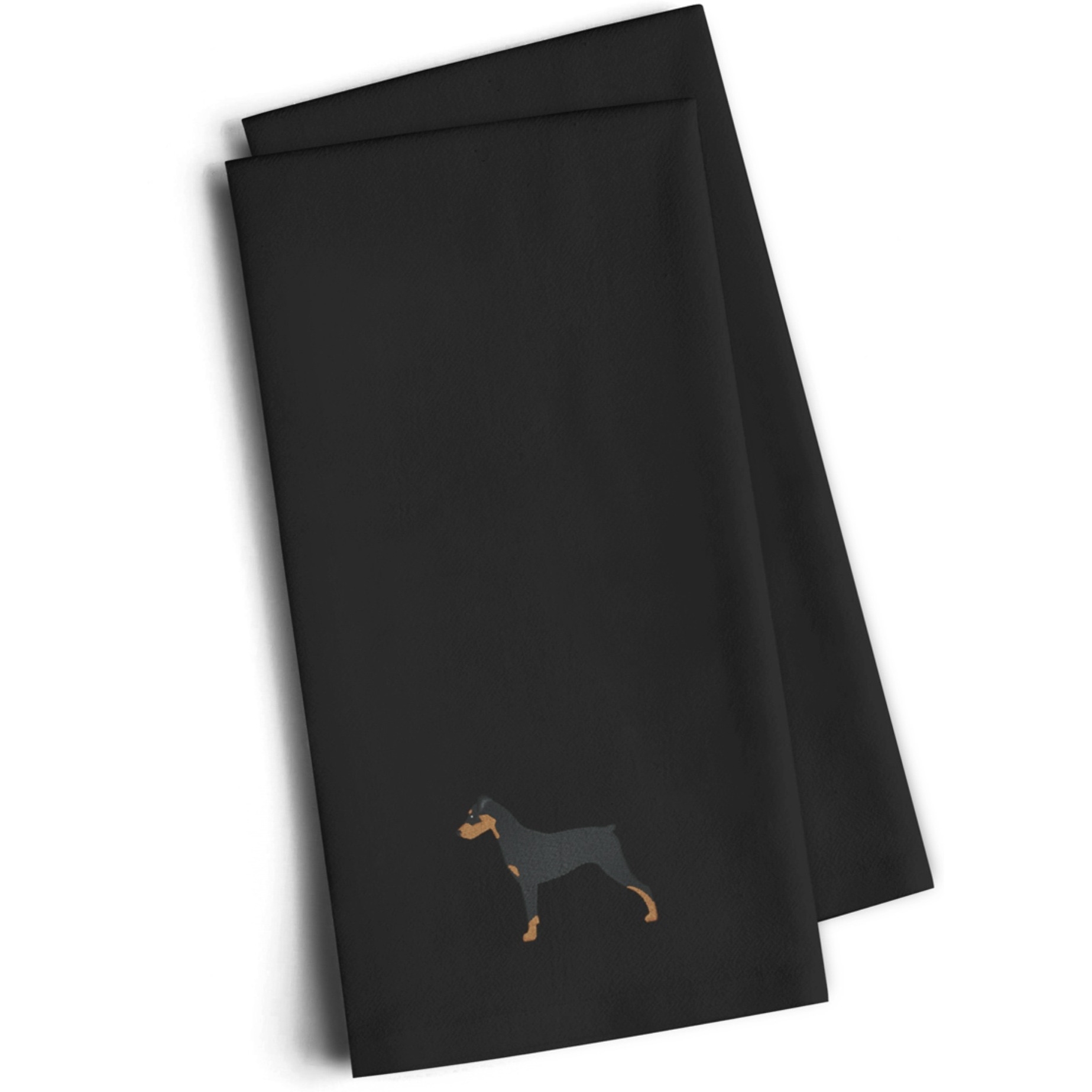 &quotCaroline's Treasures BB3413BKTWE German Pinscher Black Embroidered Kitchen Towel (Set of 2), 28"" H x 19"" W, Multicolor"