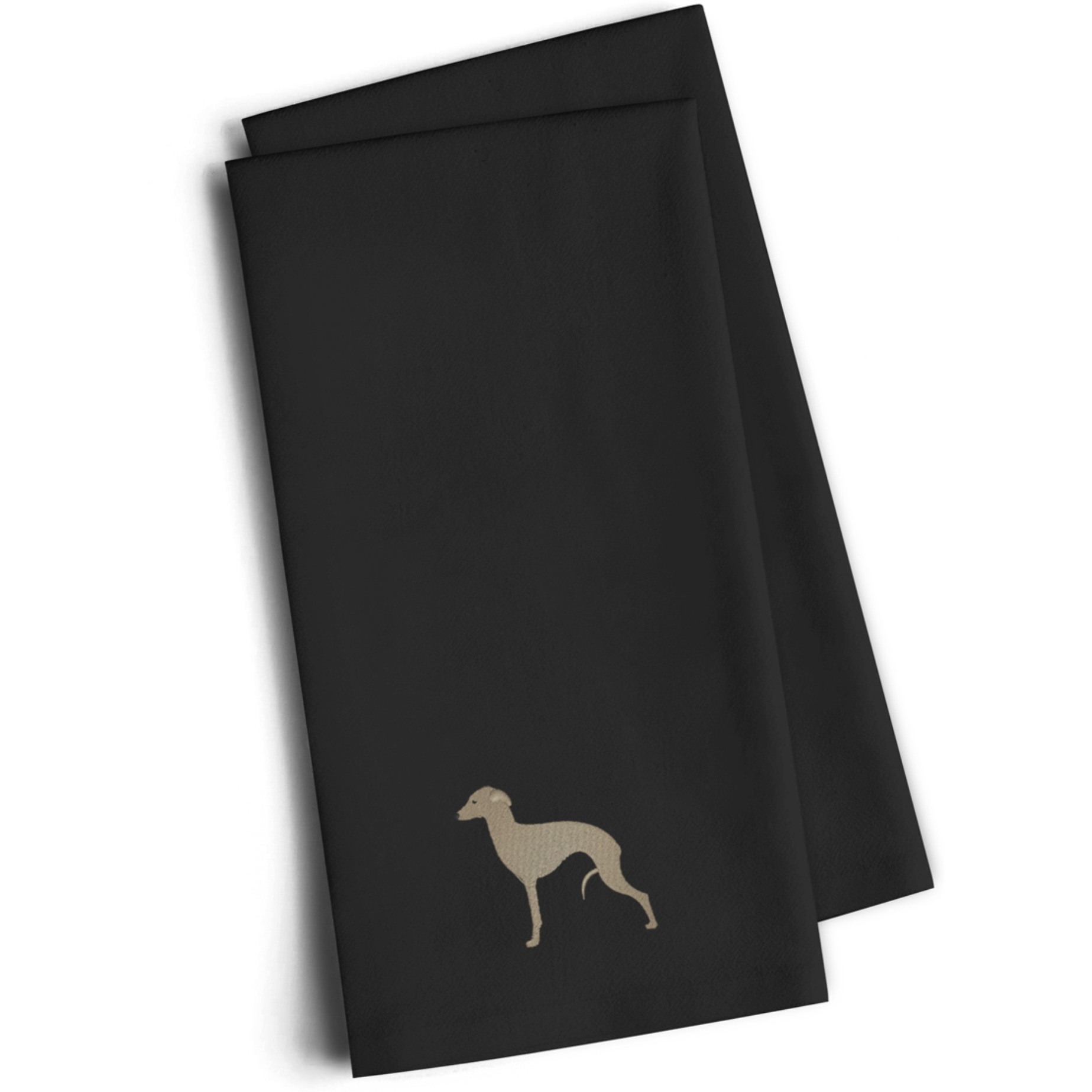 &quotCaroline's Treasures BB3414BKTWE Italian Greyhound Black Embroidered Kitchen Towel (Set of 2), 28"" H x 19"" W, Multicolor"