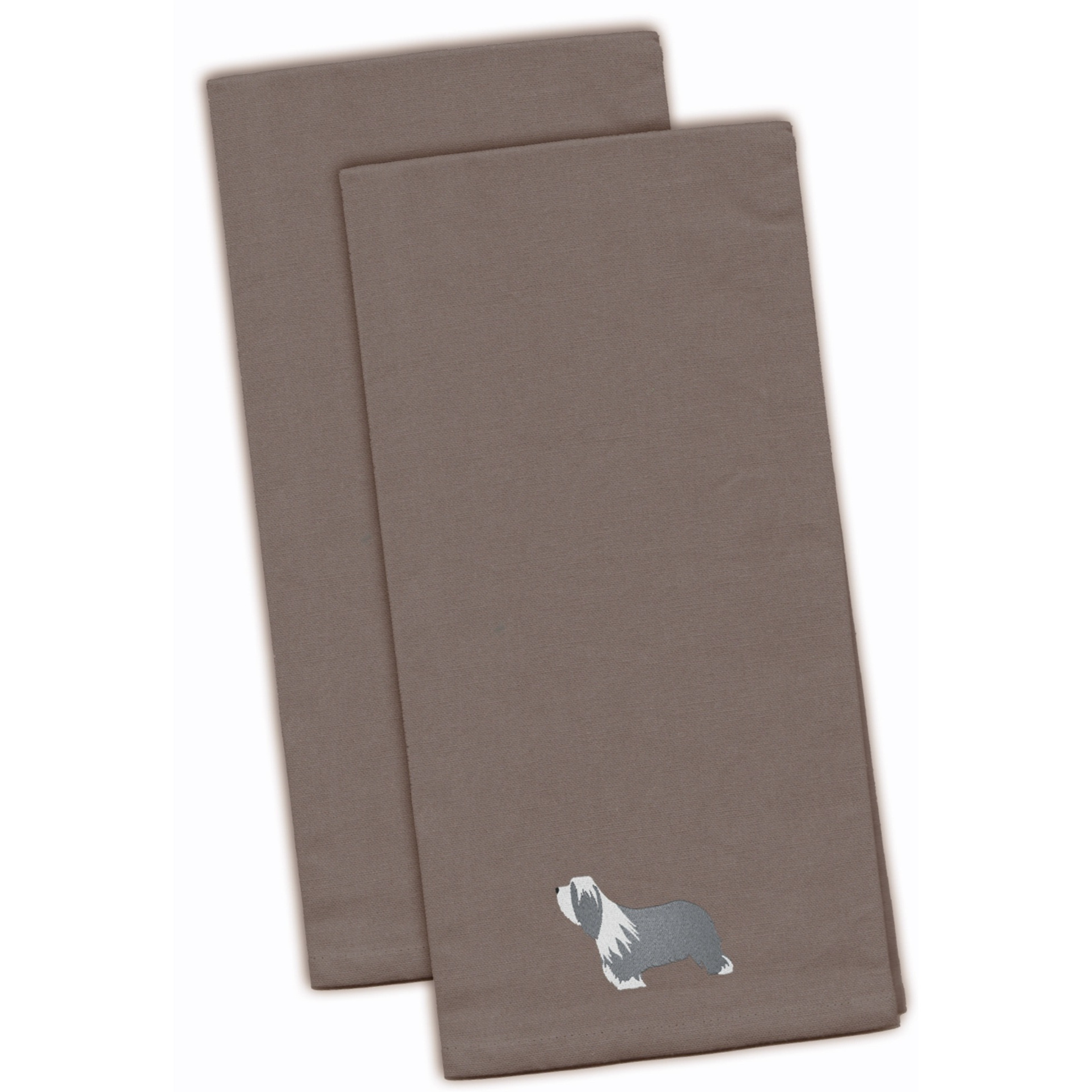 &quotCaroline's Treasures BB3417GYTWE Bearded Collie Gray Embroidered Kitchen Towel (Set of 2), 28"" x 19"", Multicolor"