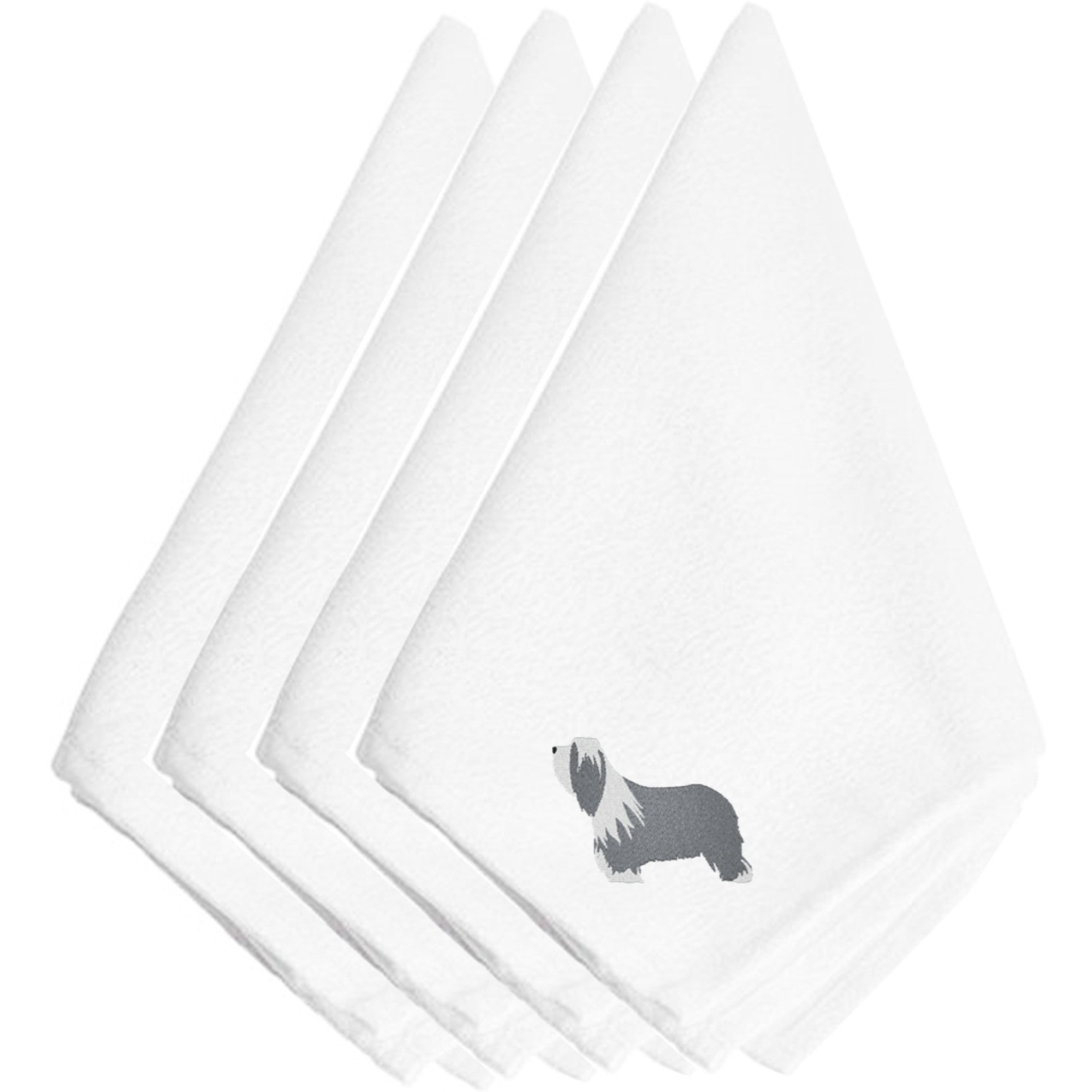 &quotCaroline's Treasures BB3417NPKE Bearded Collie Embroidered Napkins (Set of 4), 20"", Multicolor"