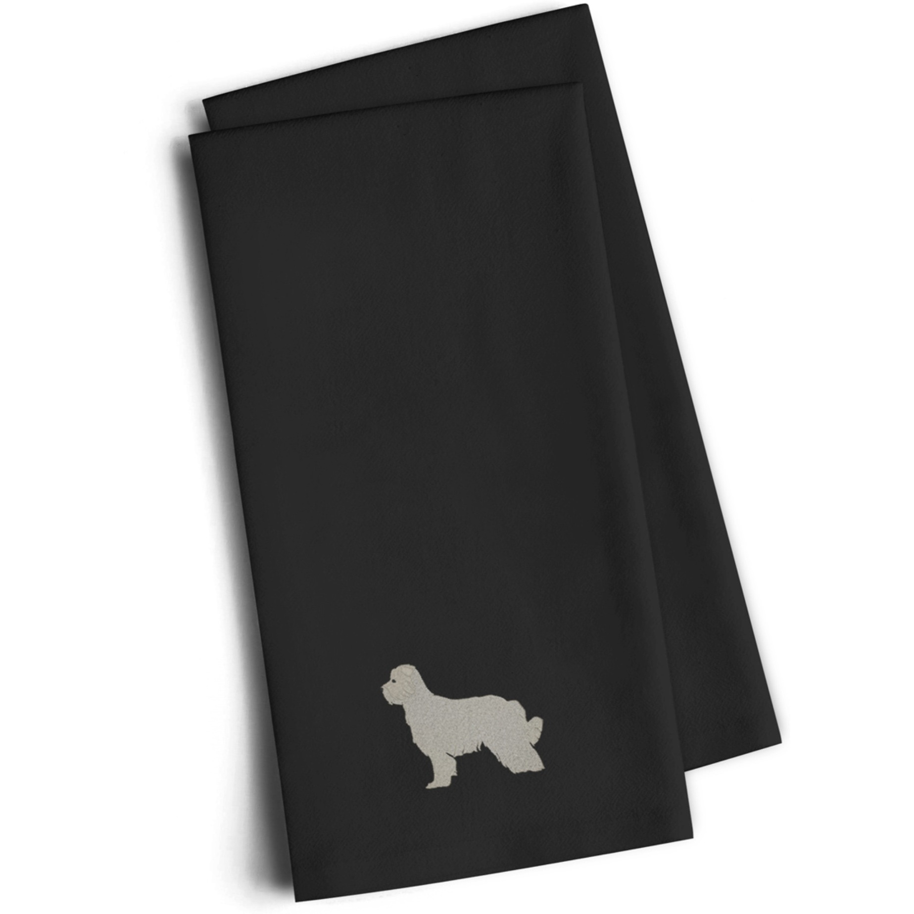 &quotCaroline's Treasures BB3418BKTWE Pyrenean Shepherd Black Embroidered Kitchen Towel (Set of 2), 28"" H x 19"" W, Multicolor"