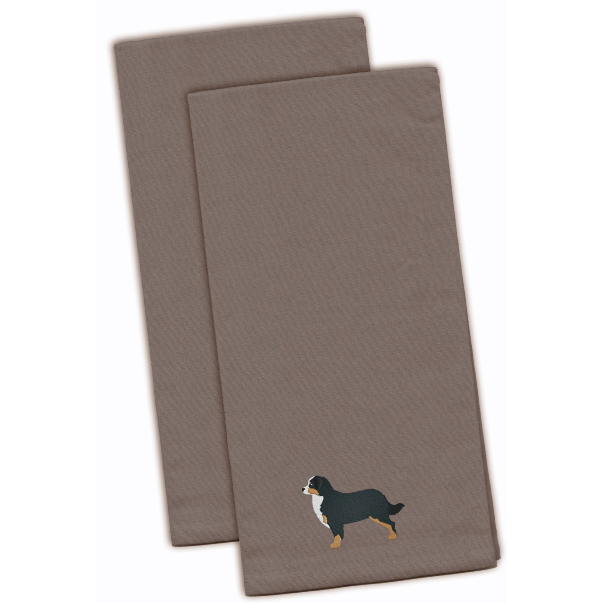 &quotCaroline's Treasures BB3419GYTWE Bernese Mountain Dog Gray Embroidered Kitchen Towel (Set of 2), 28"" x 19"", Multicolor"