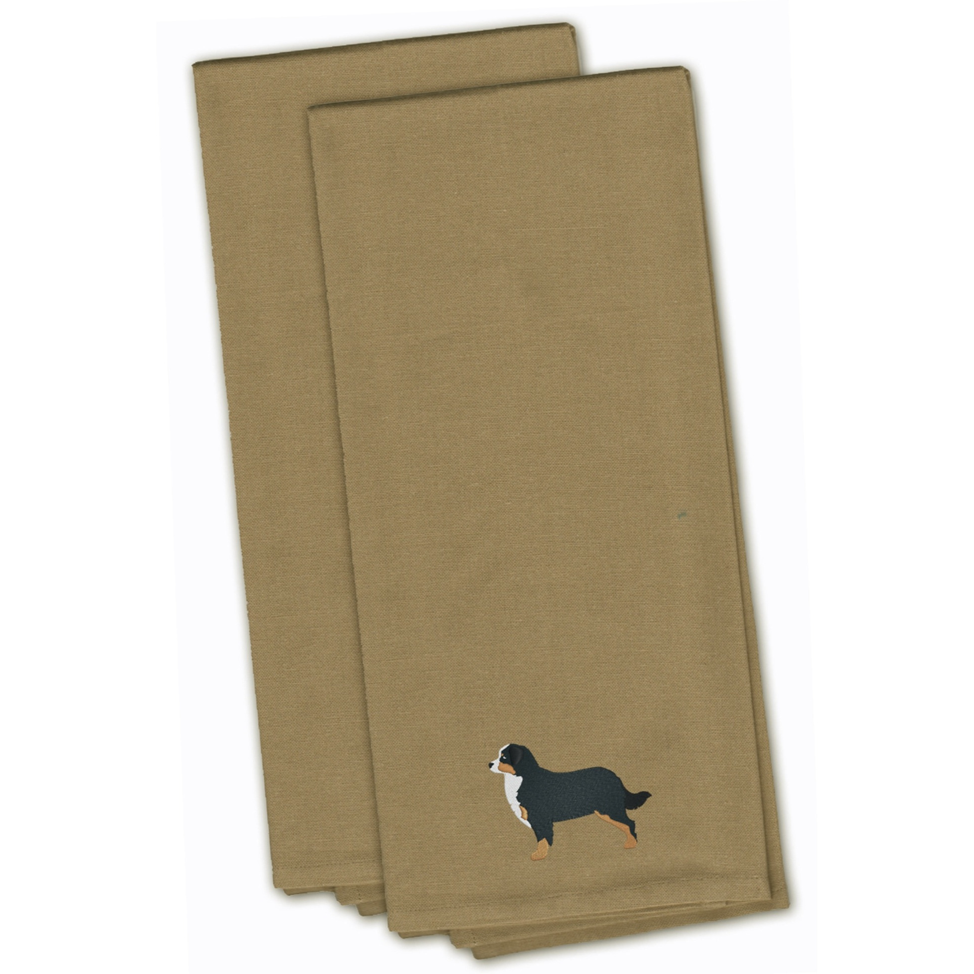 &quotCaroline's Treasures BB3419TNTWE Bernese Mountain Dog Tan Embroidered Kitchen Towel (Set of 2), 28"" x 19"", Multicolor"