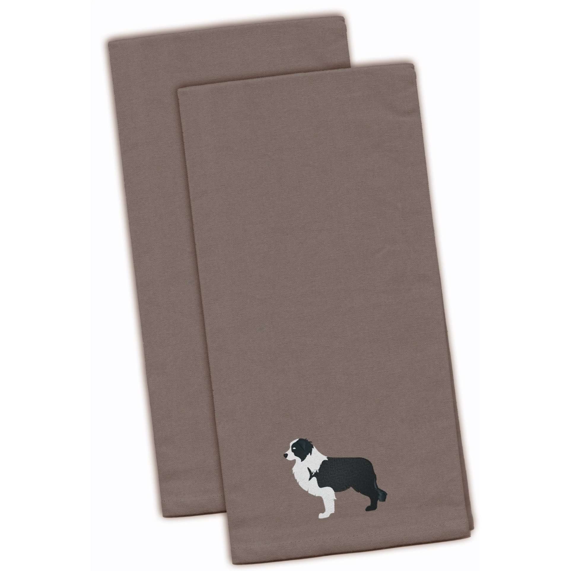 &quotCaroline's Treasures BB3423GYTWE Black Border Collie Gray Embroidered Kitchen Towel (Set of 2), 28"" x 19"", Multicolor"