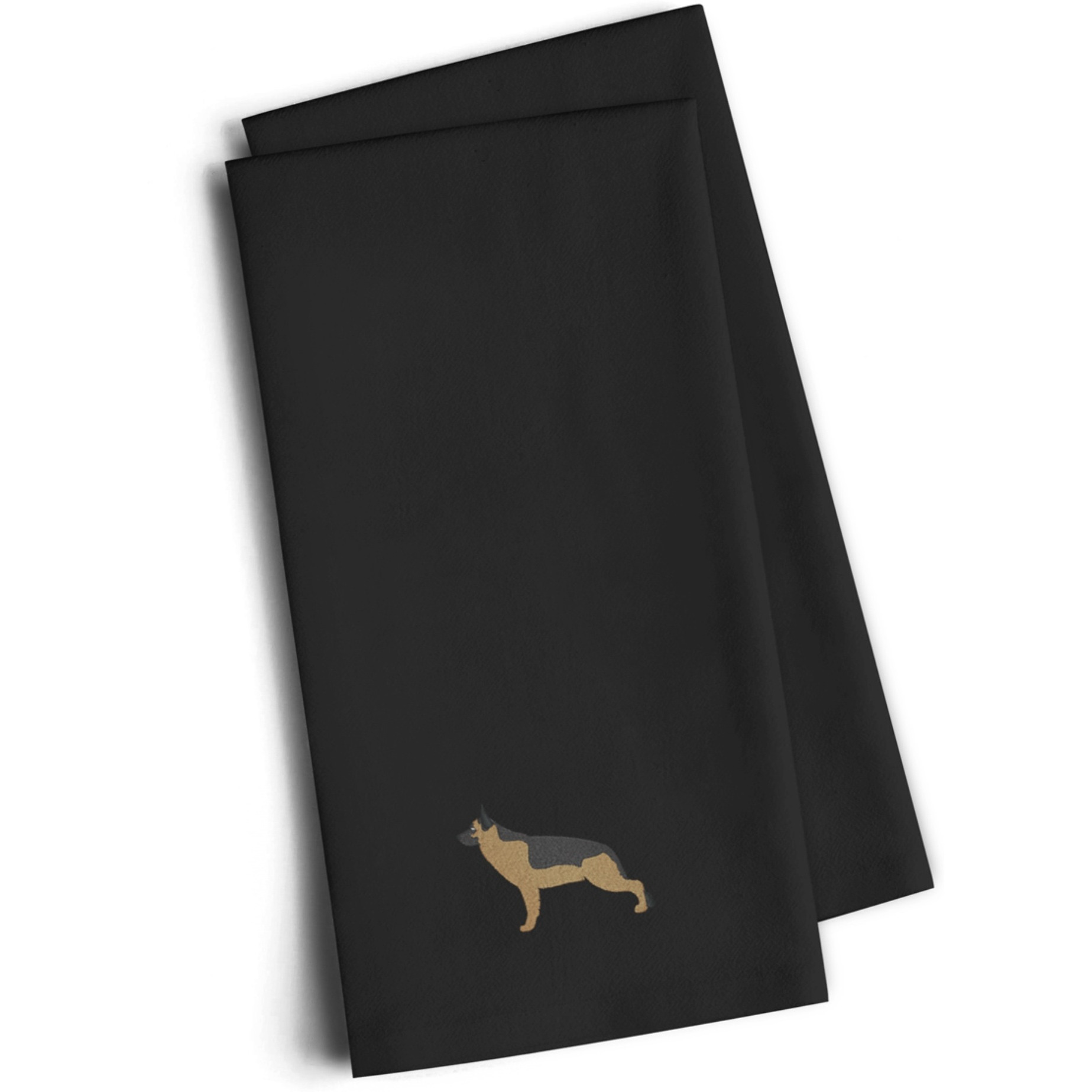 &quotCaroline's Treasures BB3424BKTWE German Shepherd Black Embroidered Kitchen Towel (Set of 2), 28"" H x 19"" W, Multicolor"