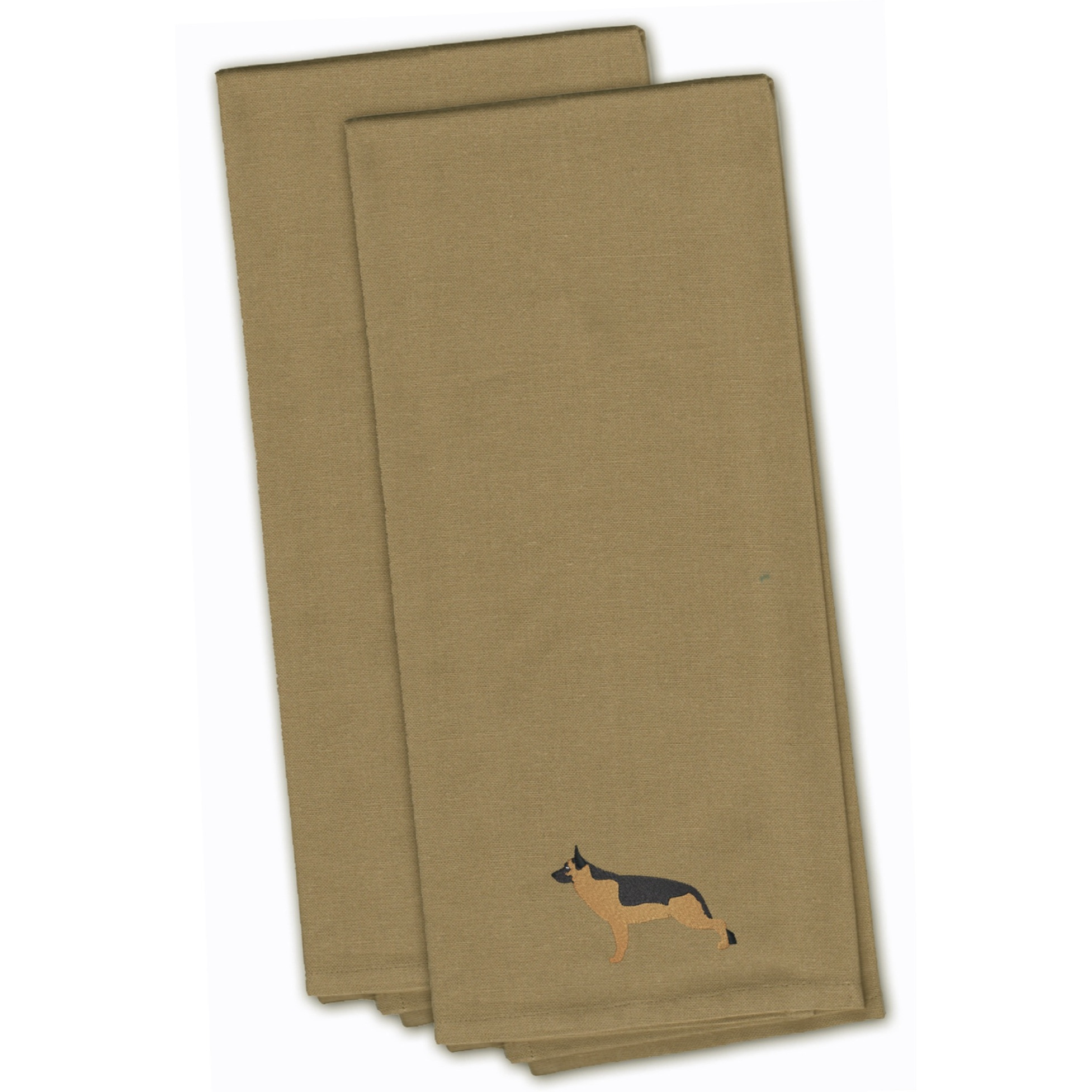 &quotCaroline's Treasures BB3424TNTWE German Shepherd Tan Embroidered Kitchen Towel (Set of 2), 28"" x 19"", Multicolor"