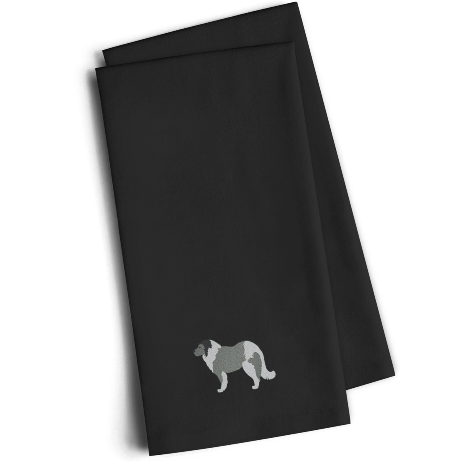 &quotCaroline's Treasures BB3425BKTWE Caucasian Shepherd Dog Black Embroidered Kitchen Towel (Set of 2), 28"" H x 19"" W, Multicolor"