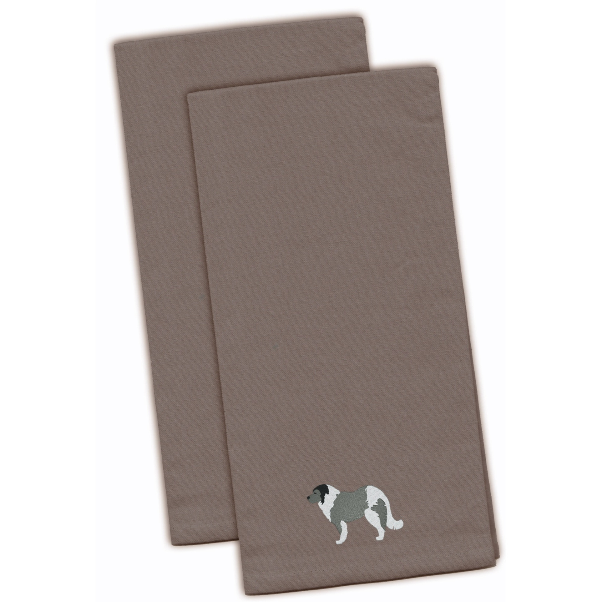 &quotCaroline's Treasures BB3425GYTWE Caucasian Shepherd Dog Gray Embroidered Kitchen Towel (Set of 2), 28"" x 19"", Multicolor"