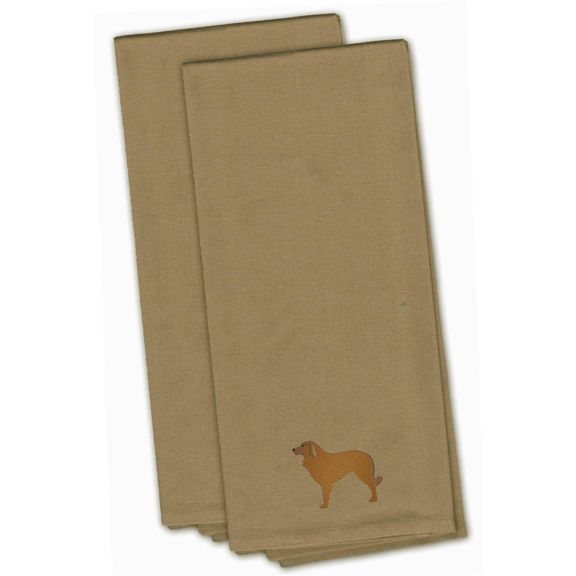 &quotCaroline's Treasures BB3431TNTWE Portuguese Sheepdog Dog Tan Embroidered Kitchen Towel (Set of 2), 28"" x 19"", Multicolor"
