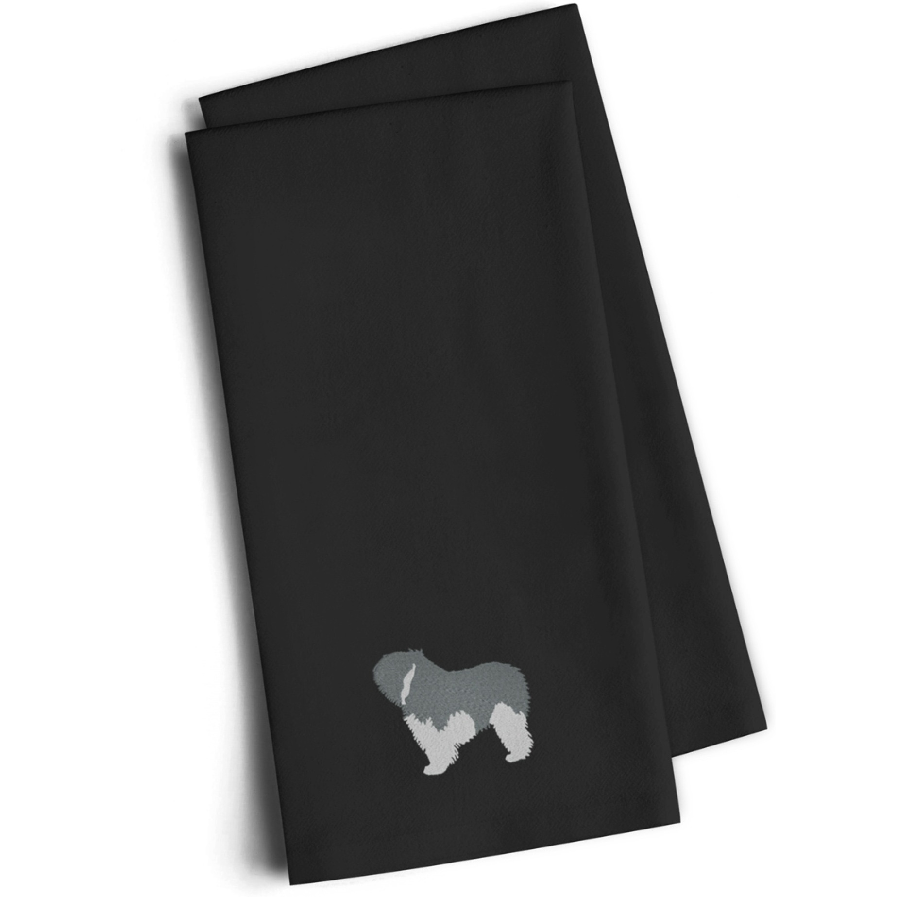 &quotCaroline's Treasures BB3432BKTWE Polish Lowland Sheepdog Dog Black Embroidered Kitchen Towel (Set of 2), 28"" H x 19"" W, Multicolor"