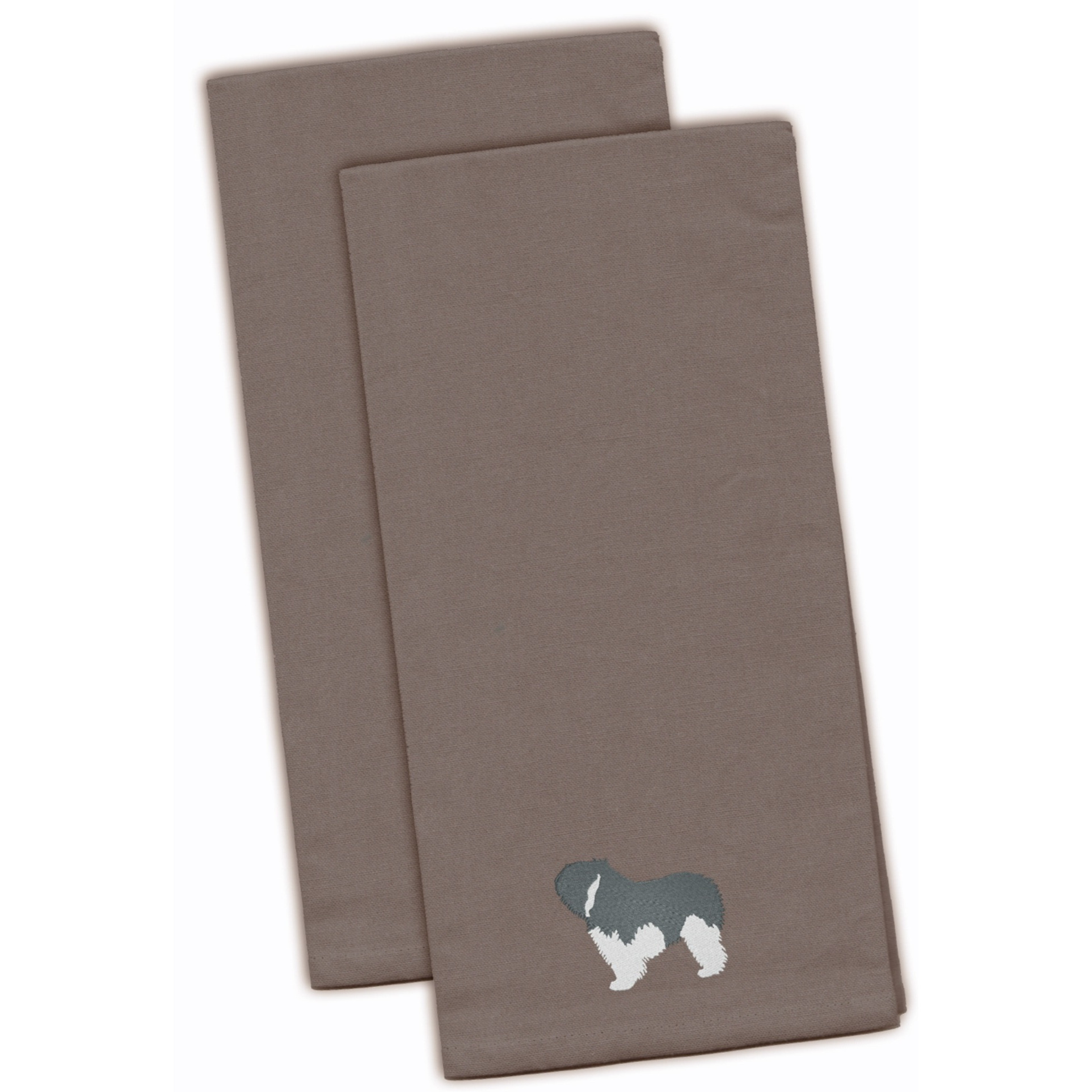&quotCaroline's Treasures BB3432GYTWE Polish Lowland Sheepdog Dog Gray Embroidered Kitchen Towel (Set of 2), 28"" x 19"", Multicolor"