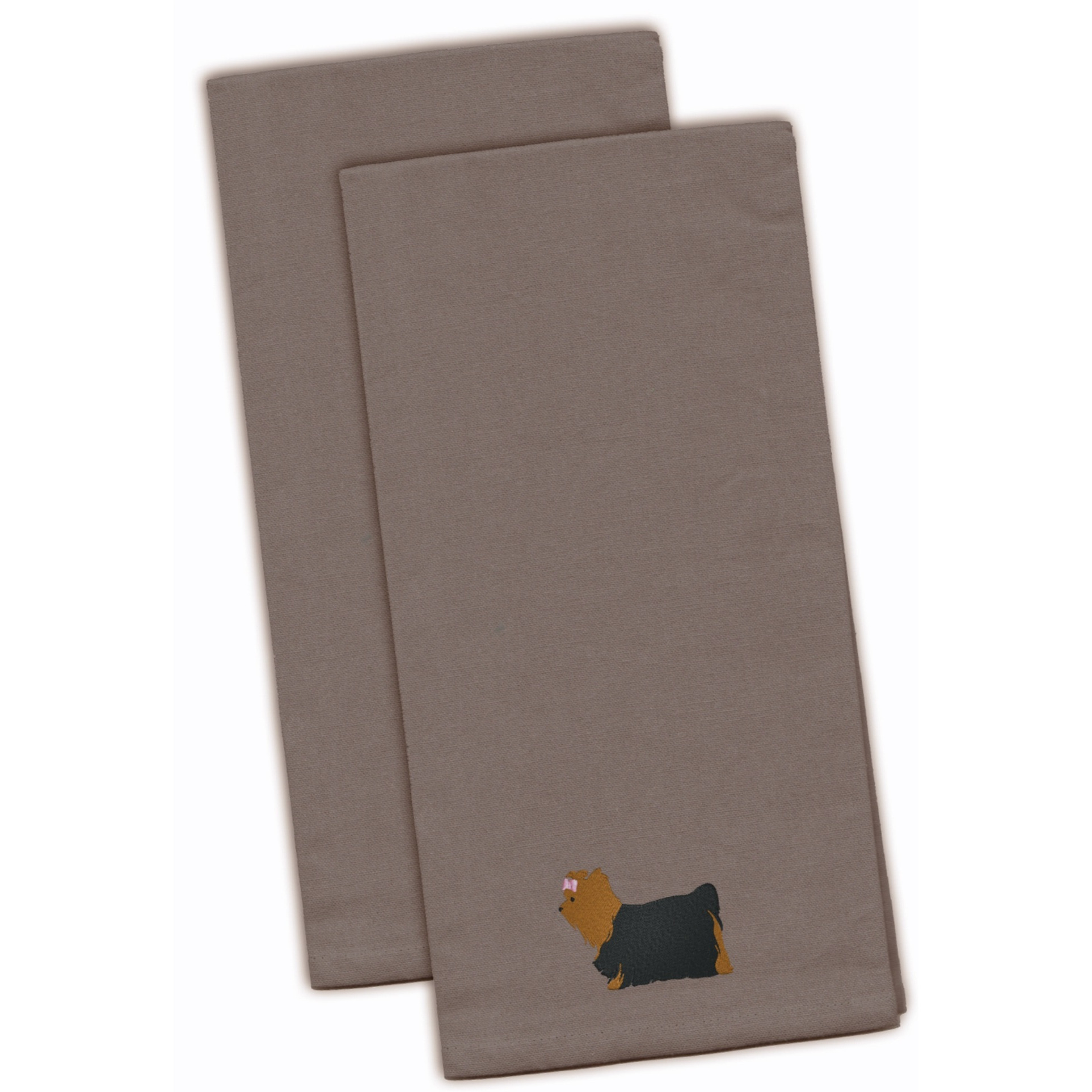 &quotCaroline's Treasures BB3434GYTWE Yorkshire Terrier Yorkie Gray Embroidered Kitchen Towel (Set of 2), 28"" x 19"", Multicolor"