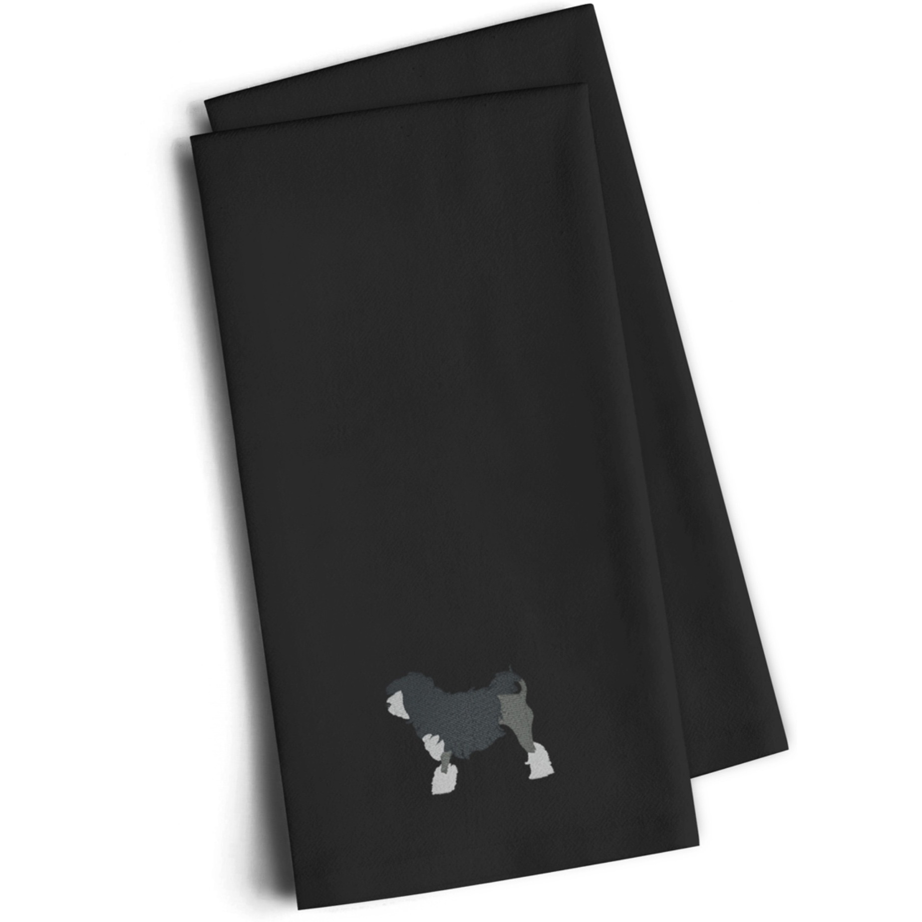 &quotCaroline's Treasures BB3435BKTWE Lowchen Black Embroidered Kitchen Towel (Set of 2), 28"" H x 19"" W, Multicolor"