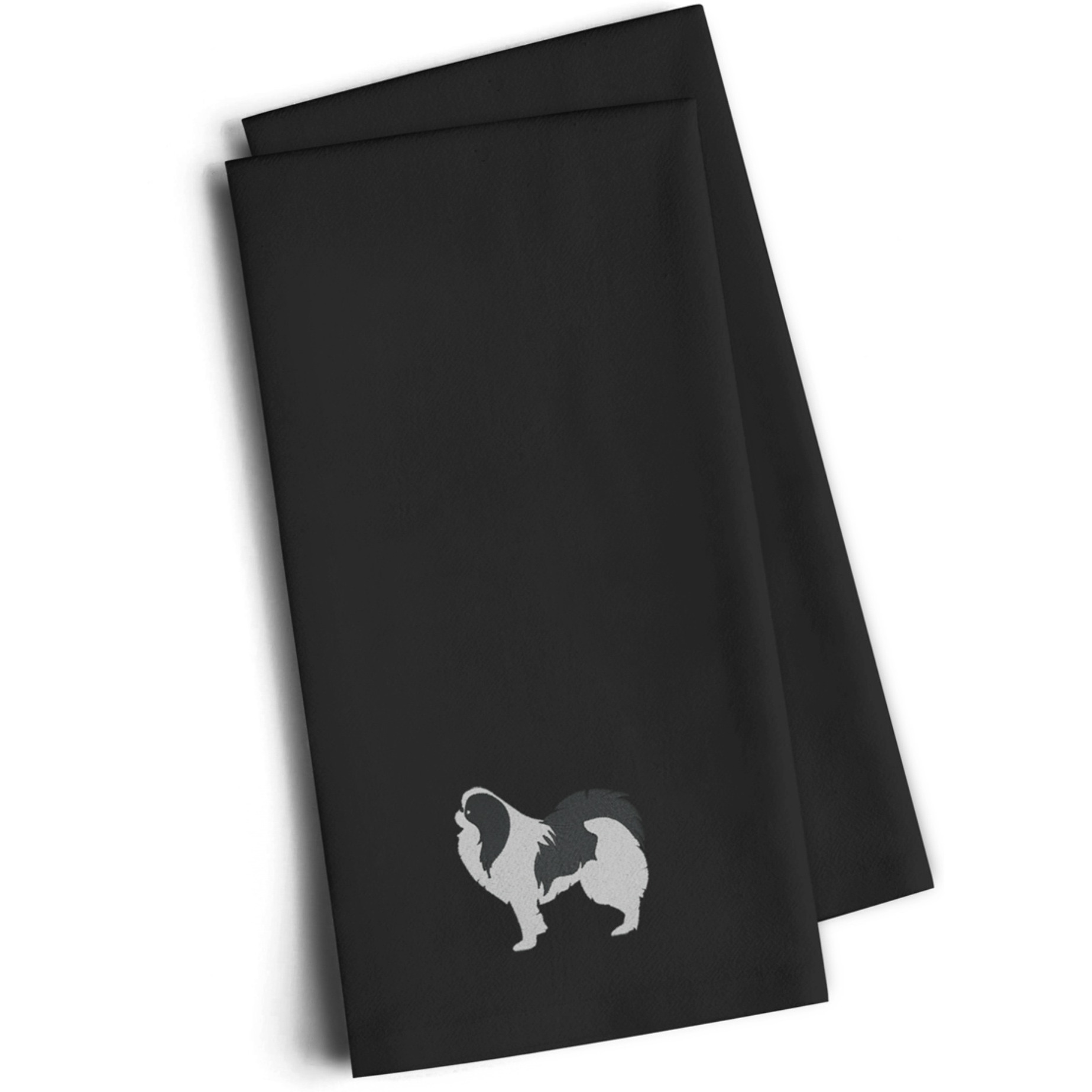 &quotCaroline's Treasures BB3437BKTWE Japanese Chin Black Embroidered Kitchen Towel (Set of 2), 28"" H x 19"" W, Multicolor"