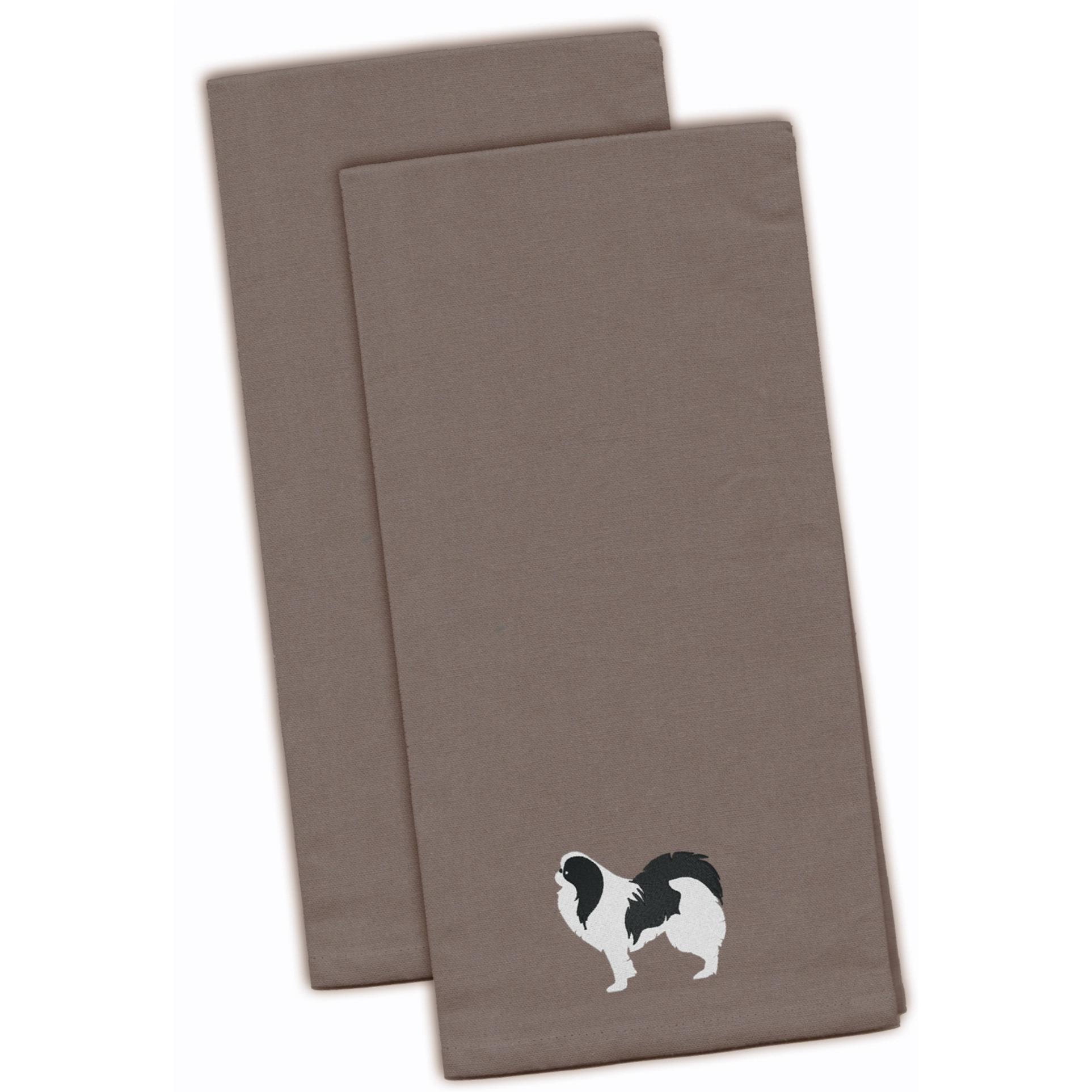 &quotCaroline's Treasures BB3437GYTWE Japanese Chin Gray Embroidered Kitchen Towel (Set of 2), 28"" x 19"", Multicolor"