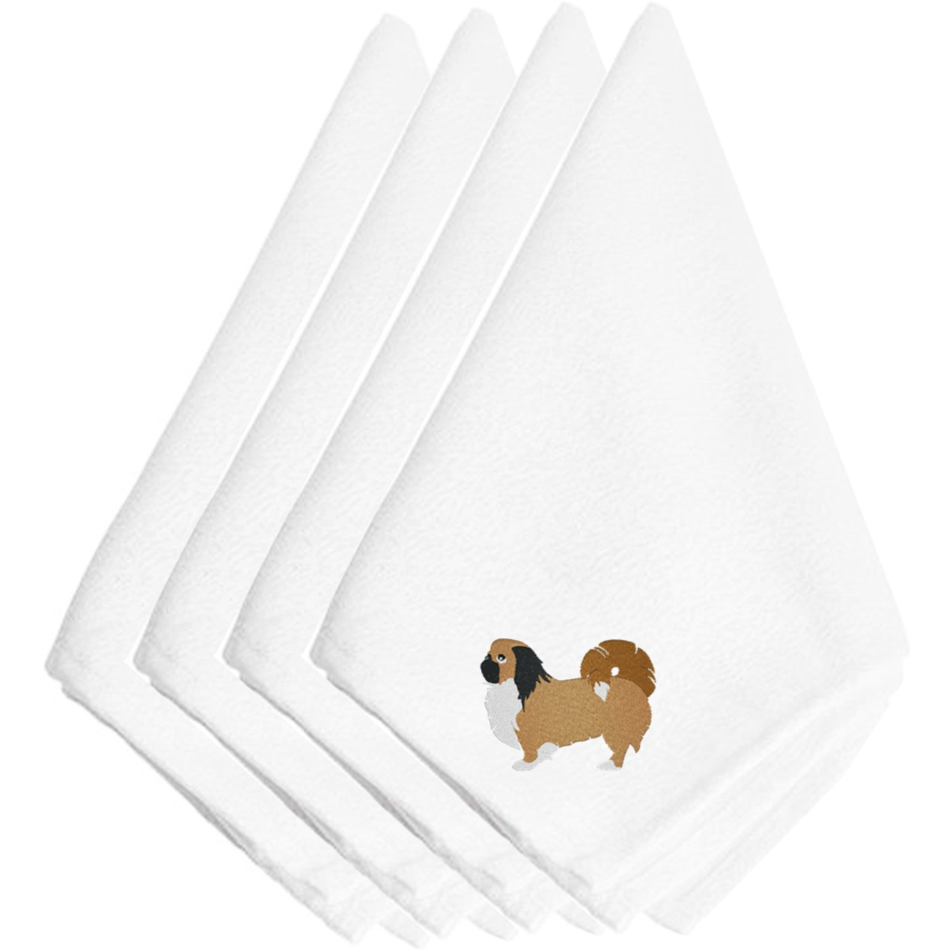 &quotCaroline's Treasures BB3438NPKE Pekingese Embroidered Napkins (Set of 4), 20"", Multicolor"