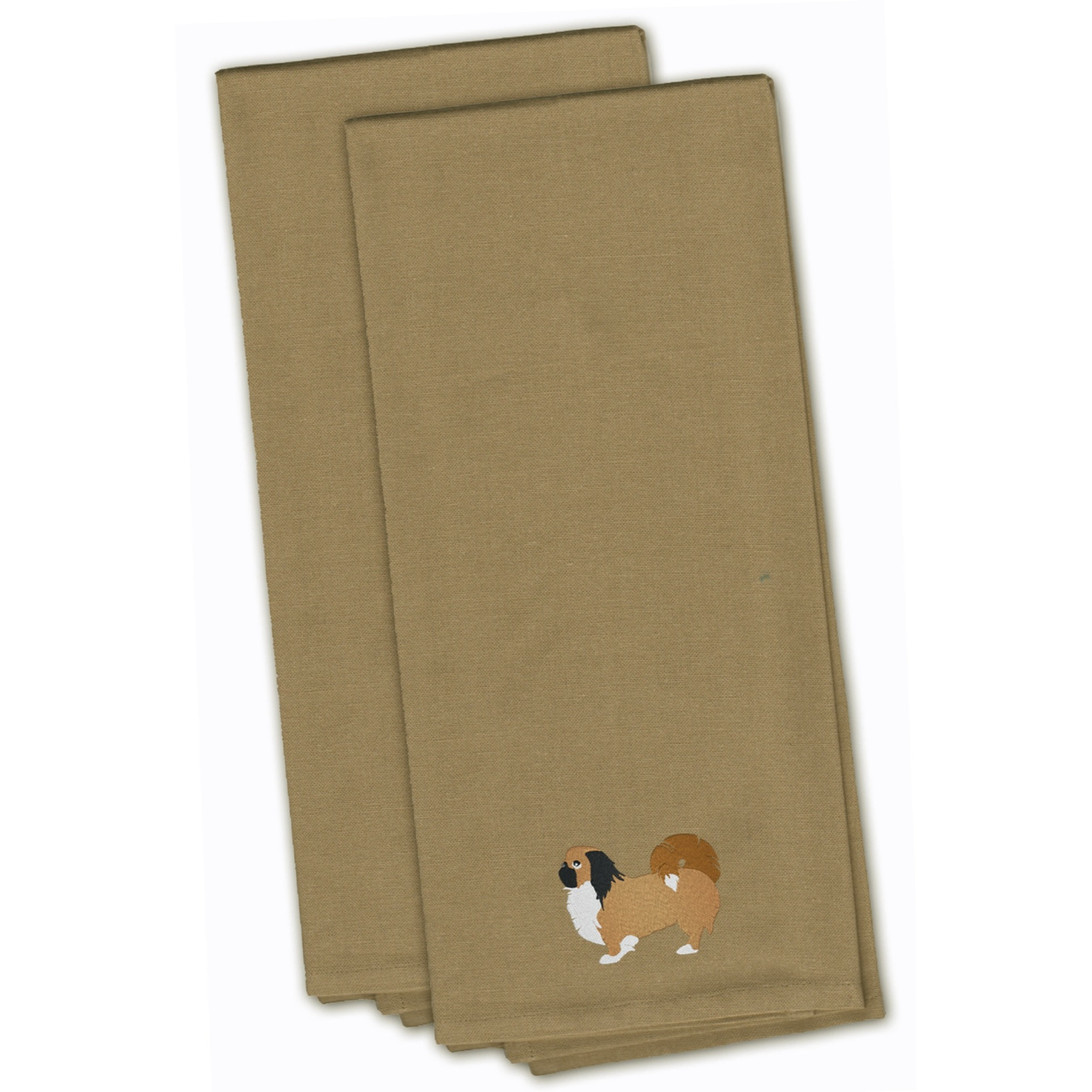 &quotCaroline's Treasures BB3438TNTWE Pekingese Tan Embroidered Kitchen Towel (Set of 2), 28"" x 19"", Multicolor"