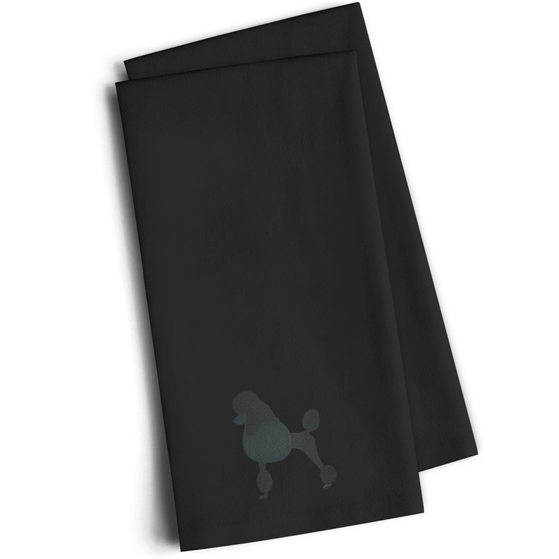 &quotCaroline's Treasures BB3439BKTWE Poodle Black Embroidered Kitchen Towel (Set of 2), 28"" H x 19"" W, Multicolor"