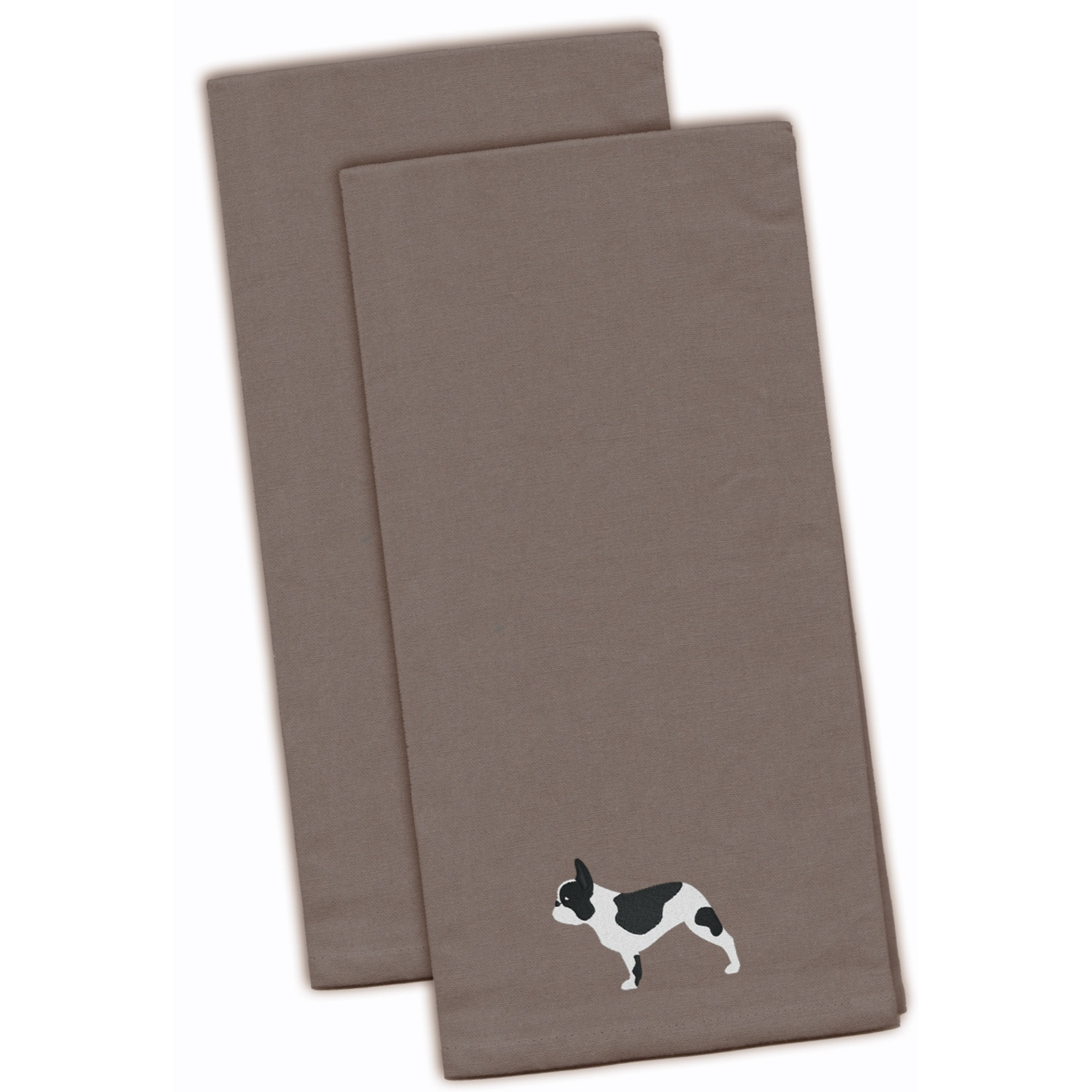 &quotCaroline's Treasures BB3441GYTWE French Bulldog Gray Embroidered Kitchen Towel (Set of 2), 28"" x 19"", Multicolor"