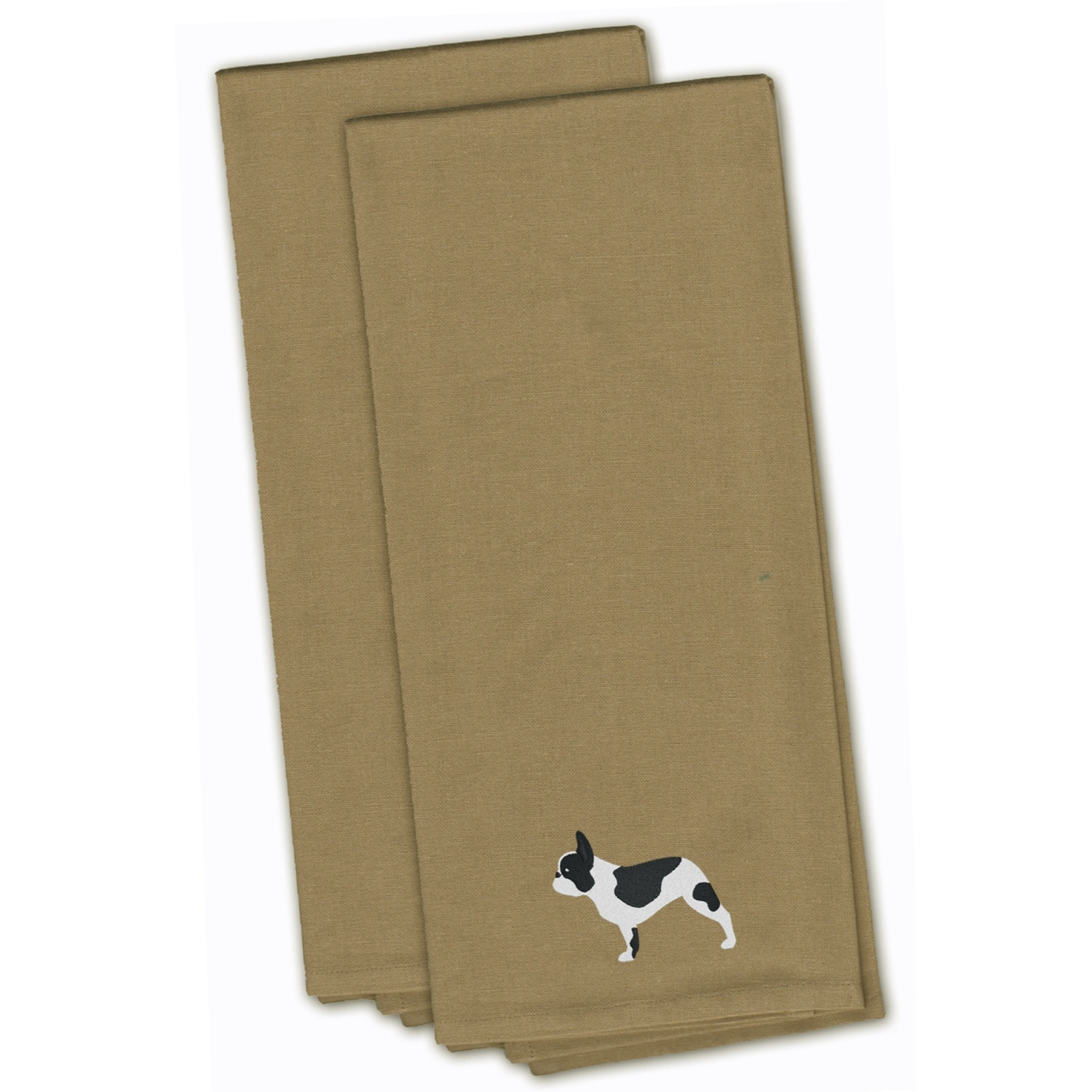 &quotCaroline's Treasures BB3441TNTWE French Bulldog Tan Embroidered Kitchen Towel (Set of 2), 28"" x 19"", Multicolor"