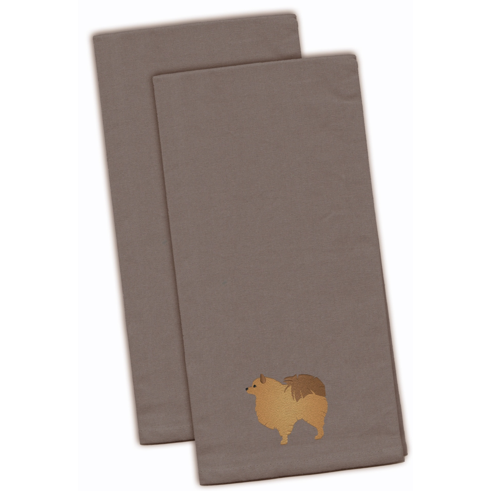 &quotCaroline's Treasures BB3442GYTWE Pomeranian Gray Embroidered Kitchen Towel (Set of 2), 28"" x 19"", Multicolor"