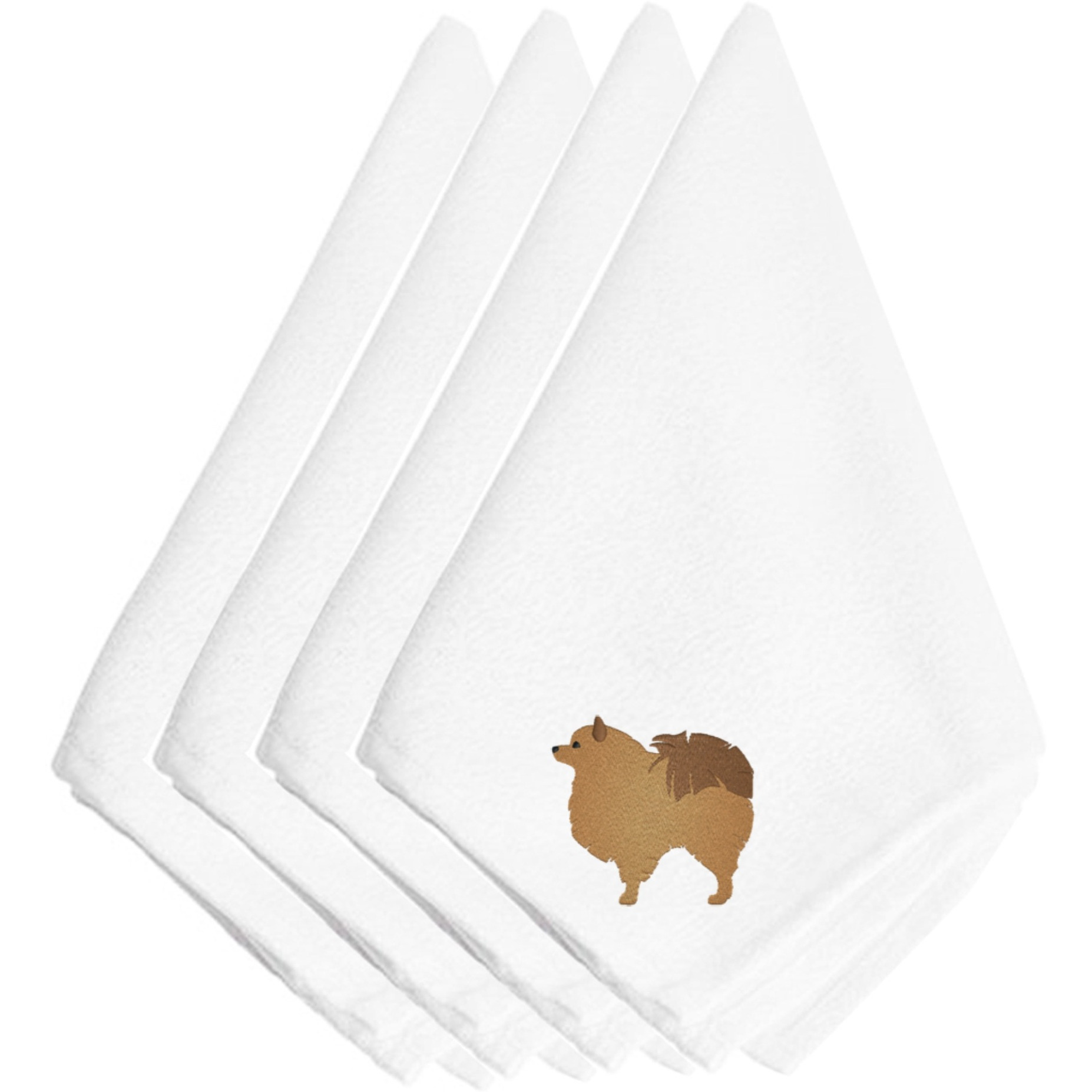 &quotCaroline's Treasures BB3442NPKE Pomeranian Embroidered Napkins (Set of 4), 20"", Multicolor"