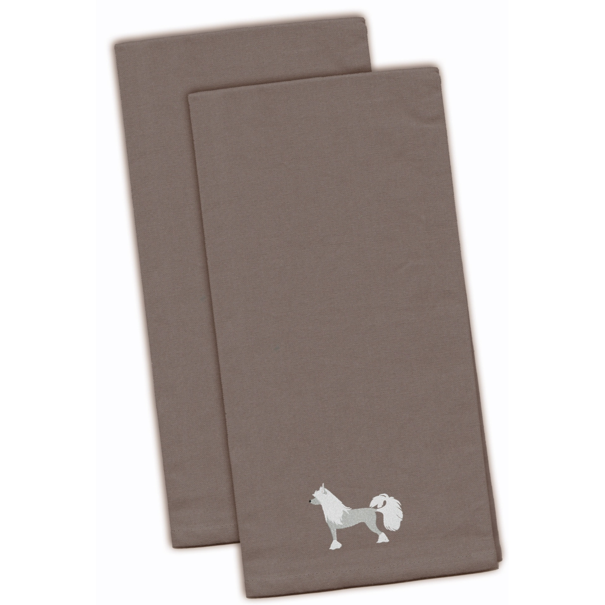 &quotCaroline's Treasures BB3443GYTWE Chinese Crested Gray Embroidered Kitchen Towel (Set of 2), 28"" x 19"", Multicolor"