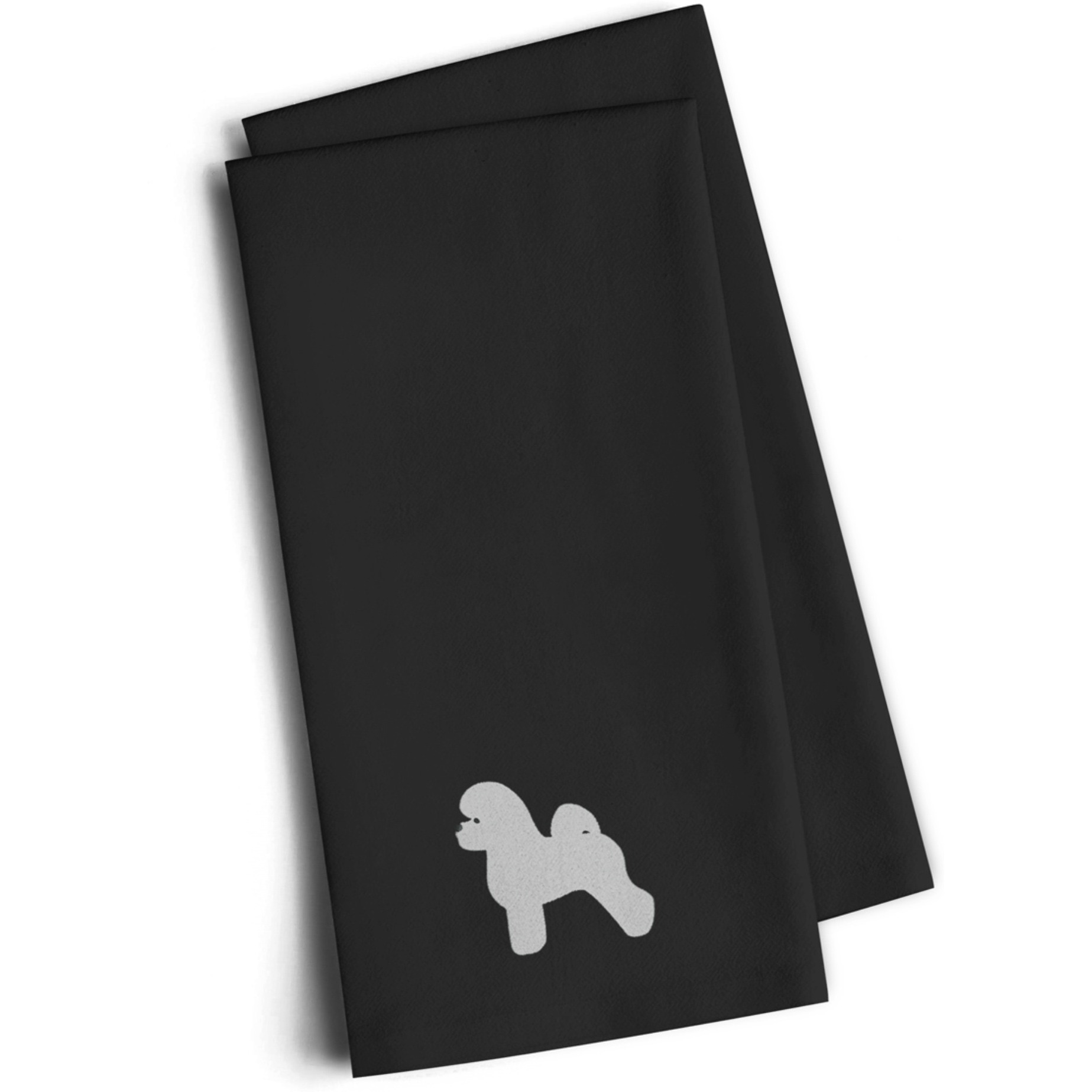 &quotCaroline's Treasures BB3445BKTWE Bichon Frise Black Embroidered Kitchen Towel (Set of 2), 28"" H x 19"" W, Multicolor"