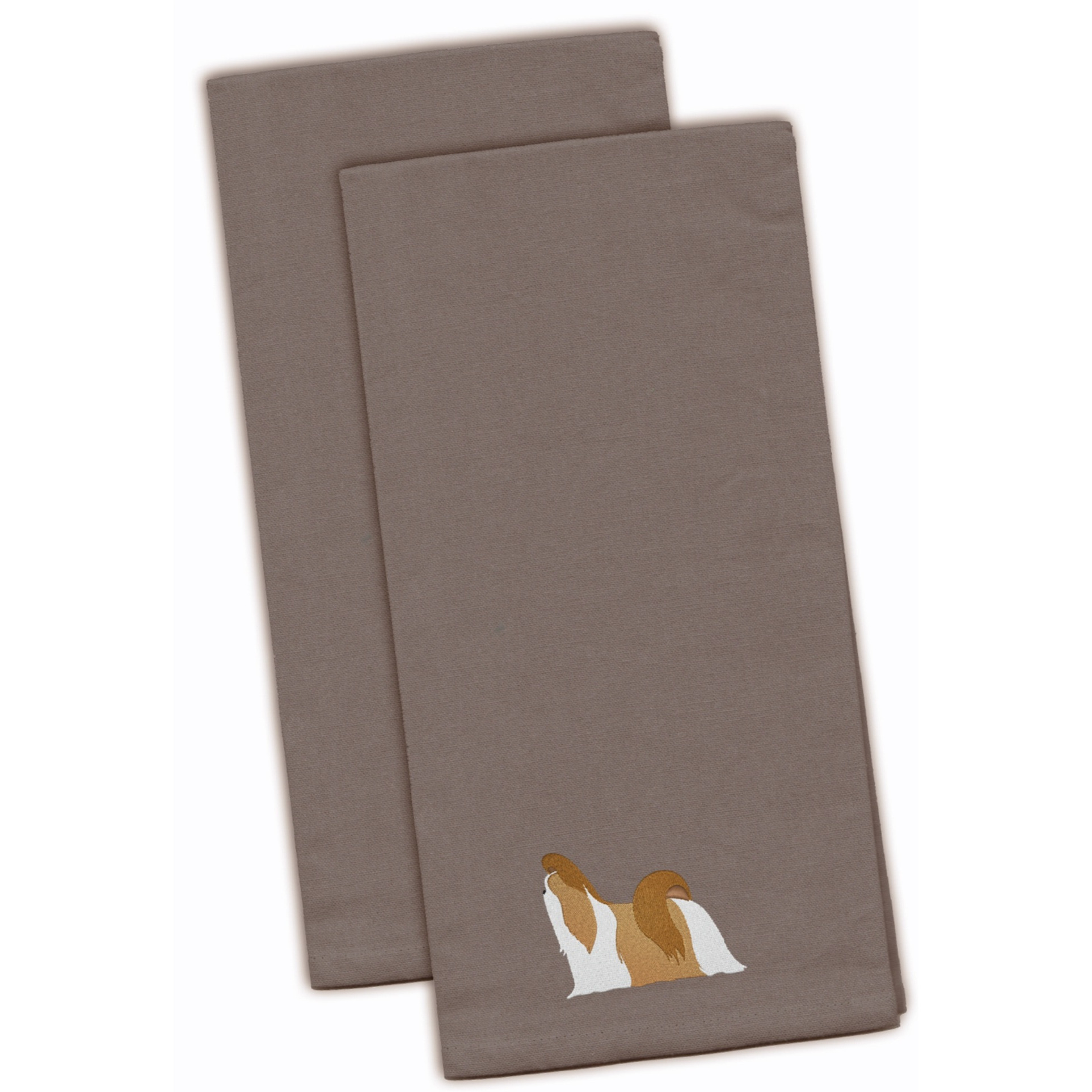 &quotCaroline's Treasures BB3446GYTWE Shih Tzu Gray Embroidered Kitchen Towel (Set of 2), 28"" x 19"", Multicolor"